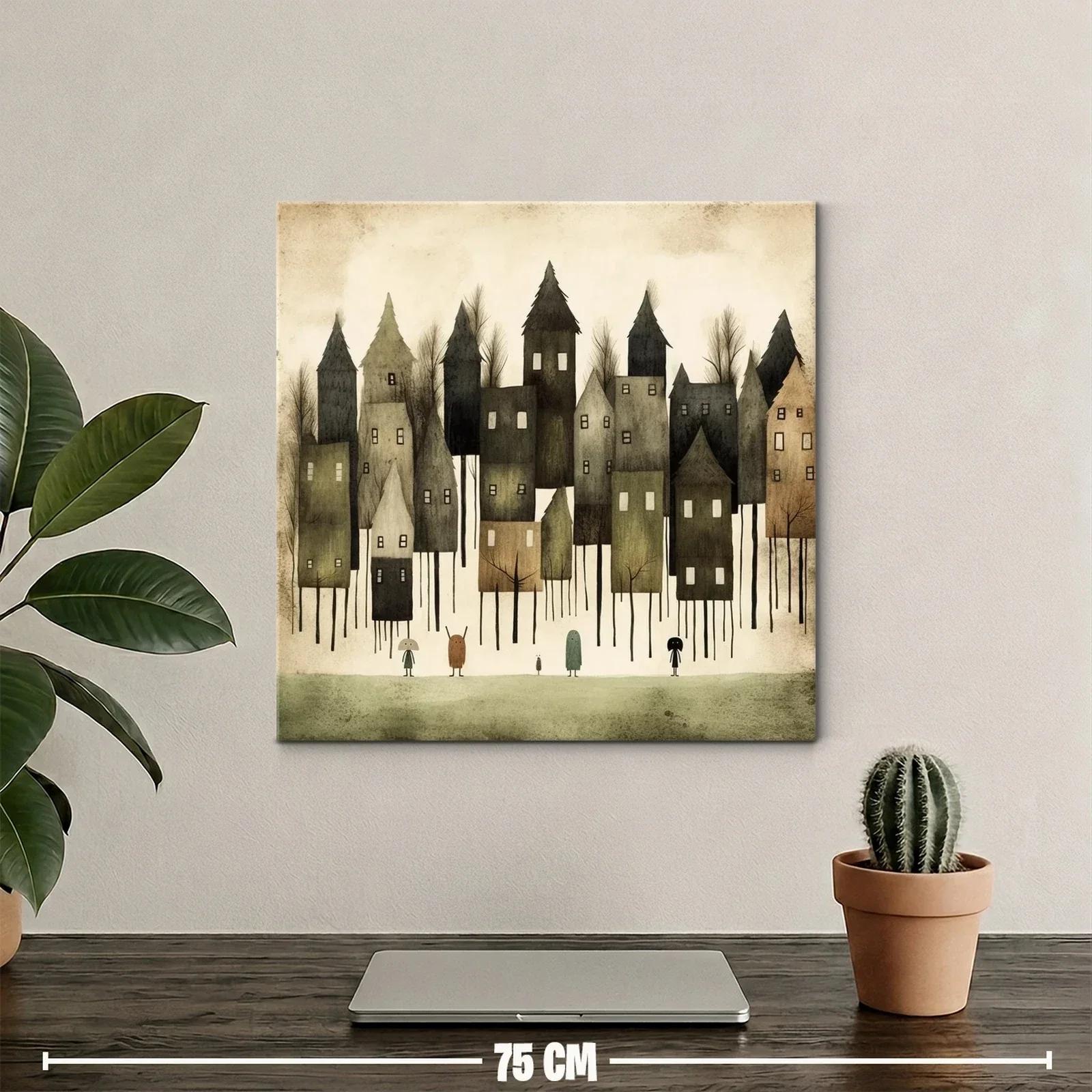 Ciudad de casas altas con esencia misteriosa y tonos terrosos — miniatura 2