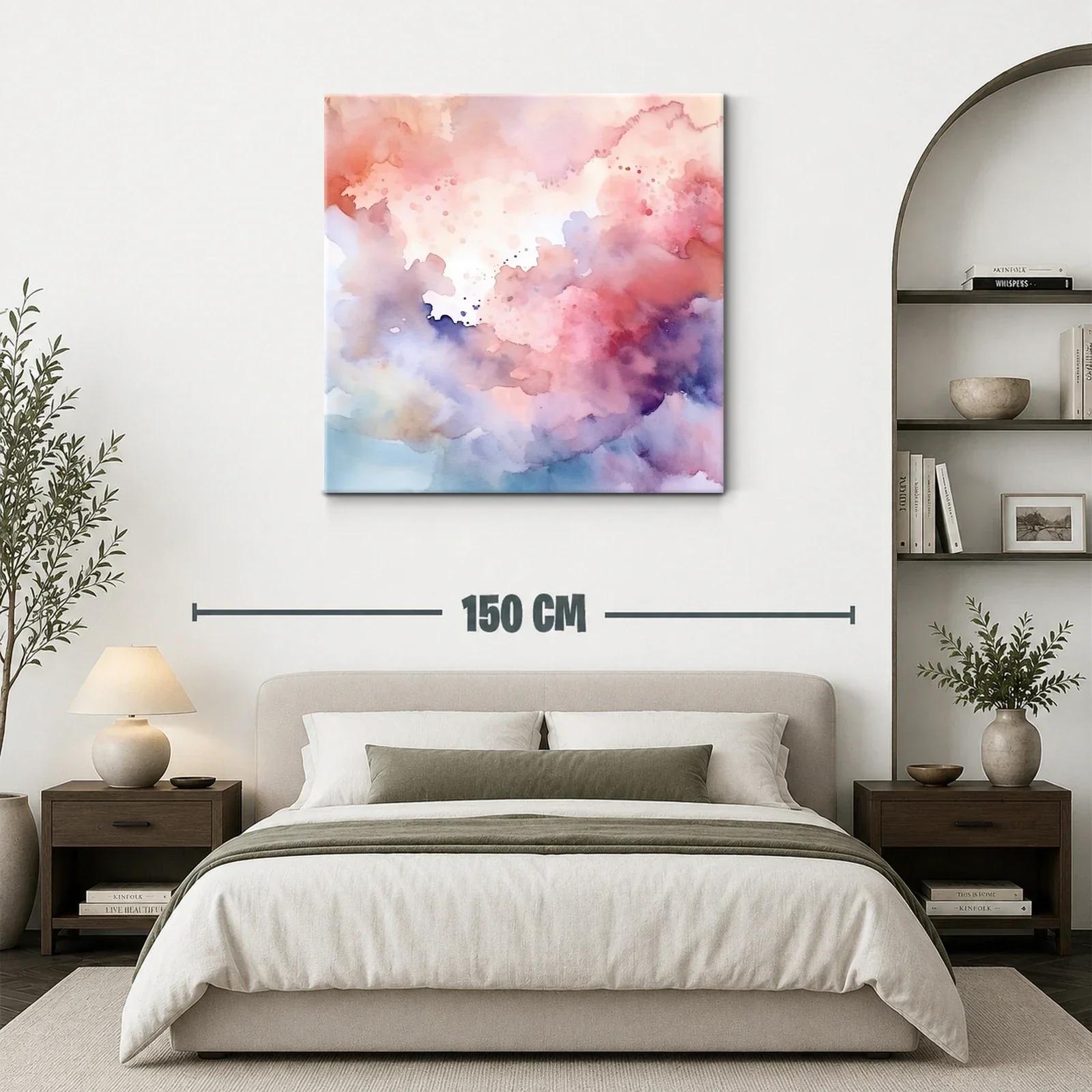 Cuadro abstracto en tonos suaves rosas y lilas — miniatura 3