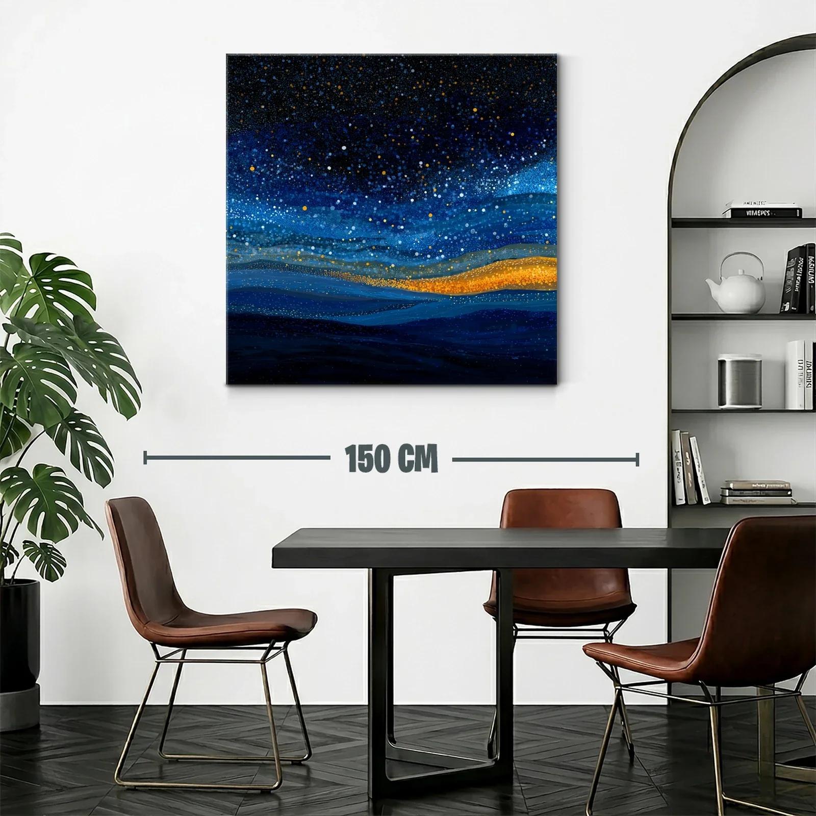 Cielo estrellado abstracto con tonos azules y dorados — miniatura 2