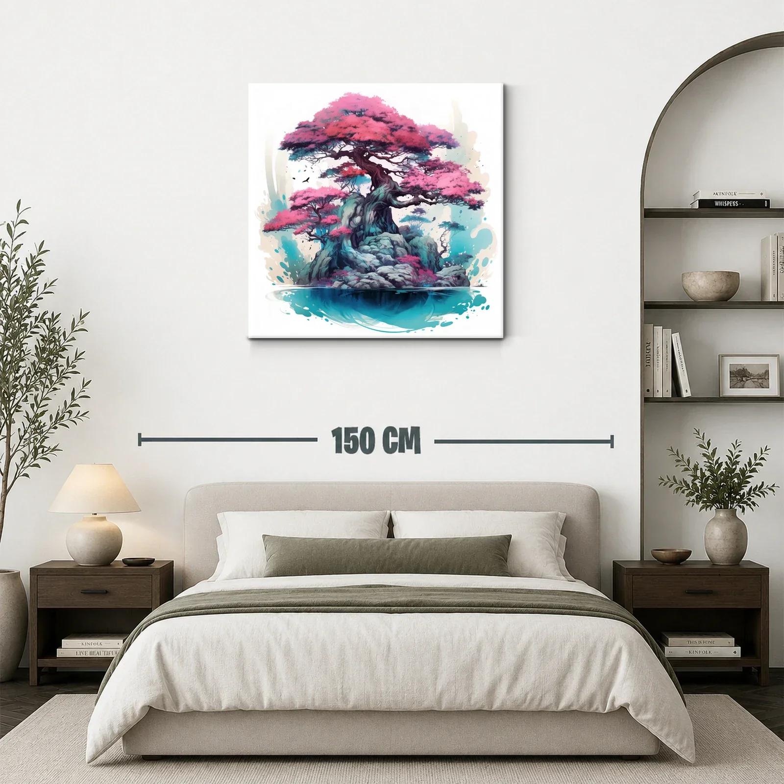 Árbol de Bonsái en Isla con Tonos Rosados y Azules — miniatura 3