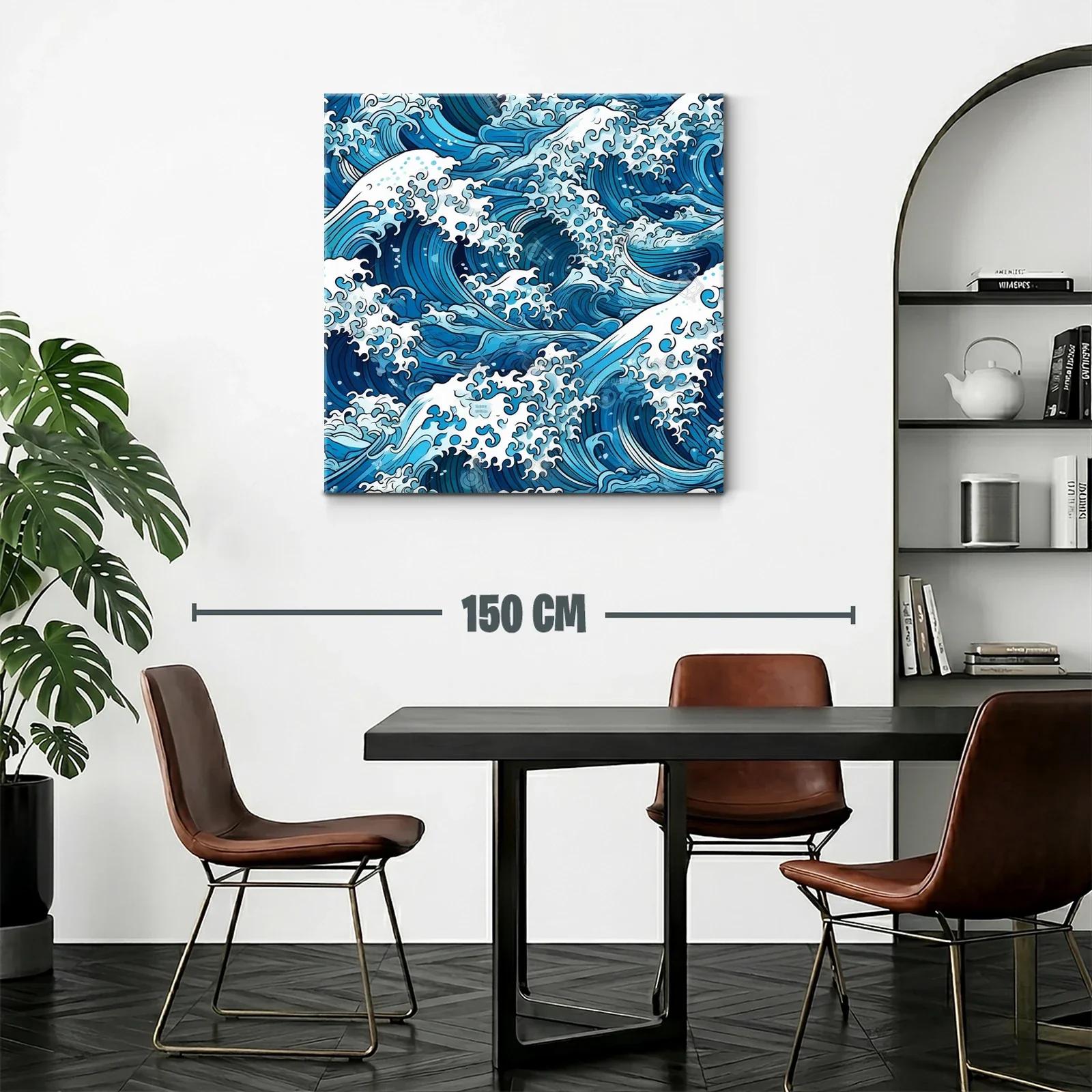 Cuadro vibrante con olas marinas en tonos azules — miniatura 2