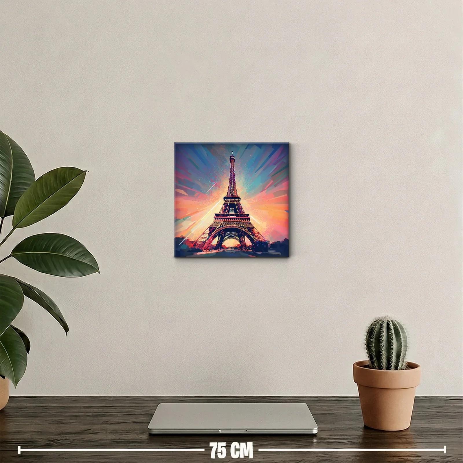 Cuadro Torre Eiffel con vibrantes tonos y luz cálida — miniatura 2