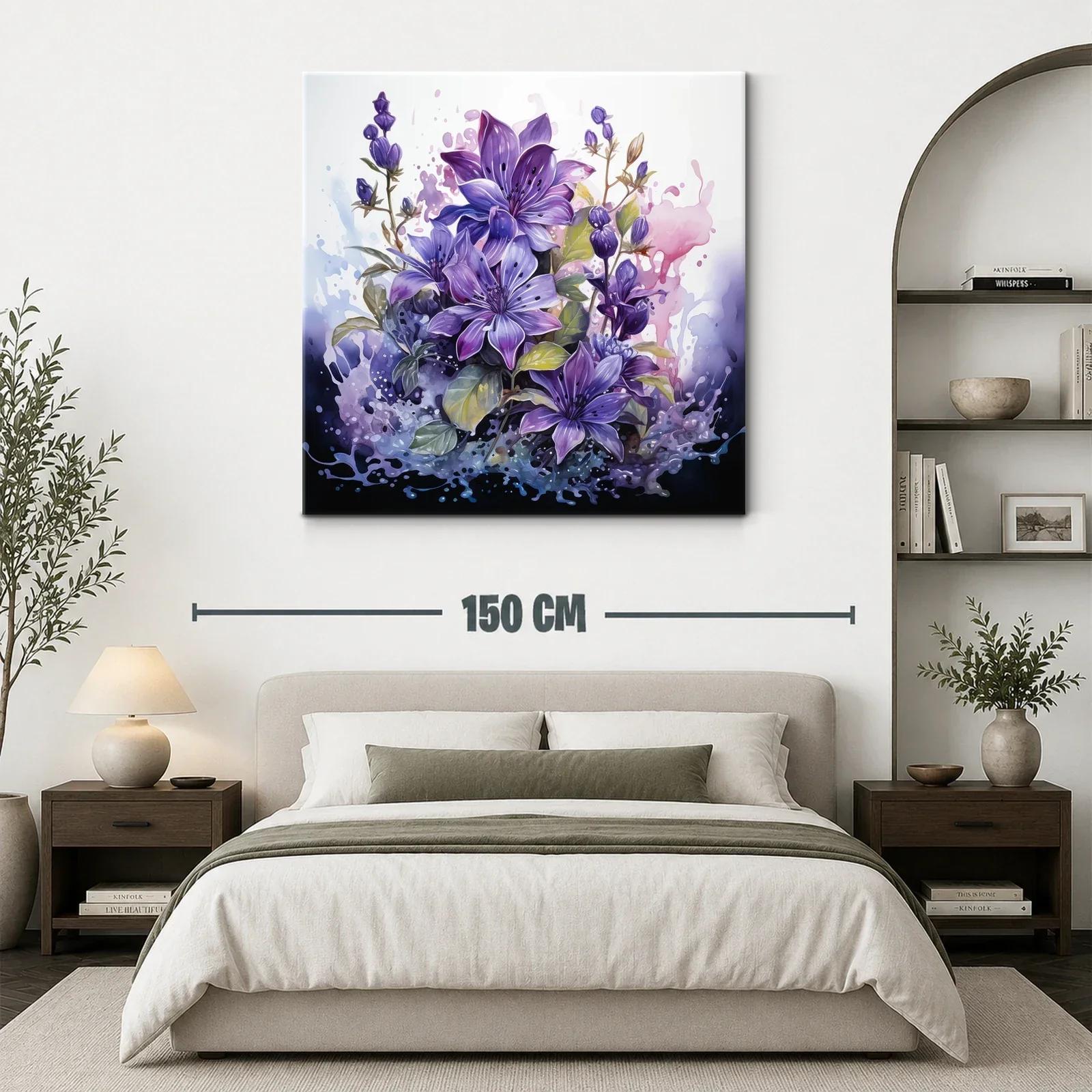 Flores violetas vibrantes con detalles en acuarela — miniatura 3