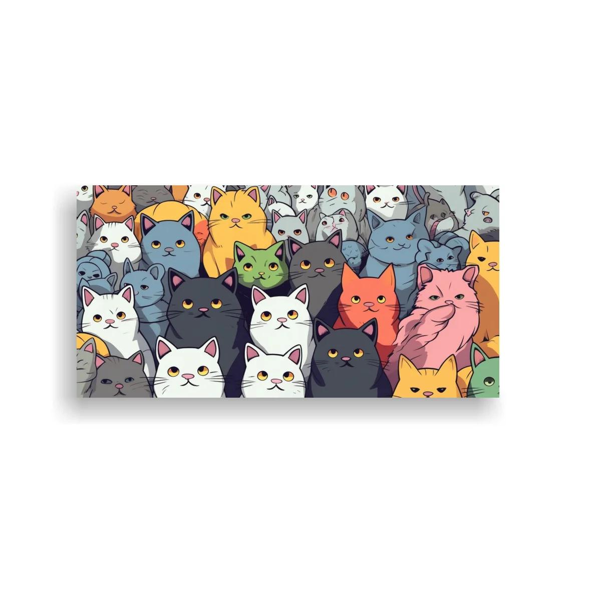 Cuadro grupo de gatos de colores en patrón compacto