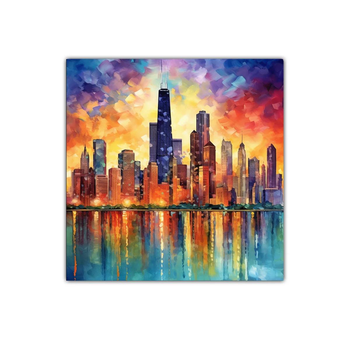 Atardecer colorido en skyline urbano vibrante — imagen principal