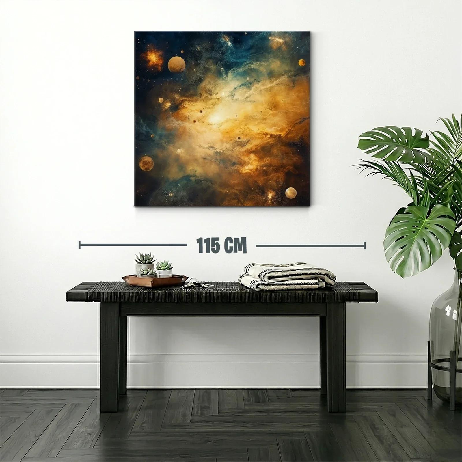 Galaxia brillante entre mundos y estrellas doradas — miniatura 2