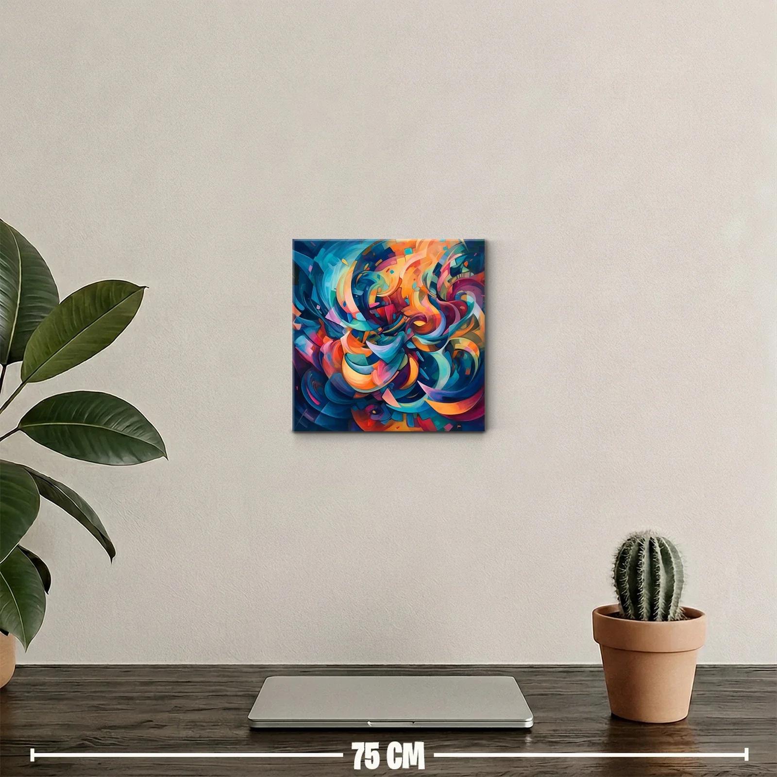 Cuadro abstracto con formas dinámicas y colores vibrantes — miniatura 2