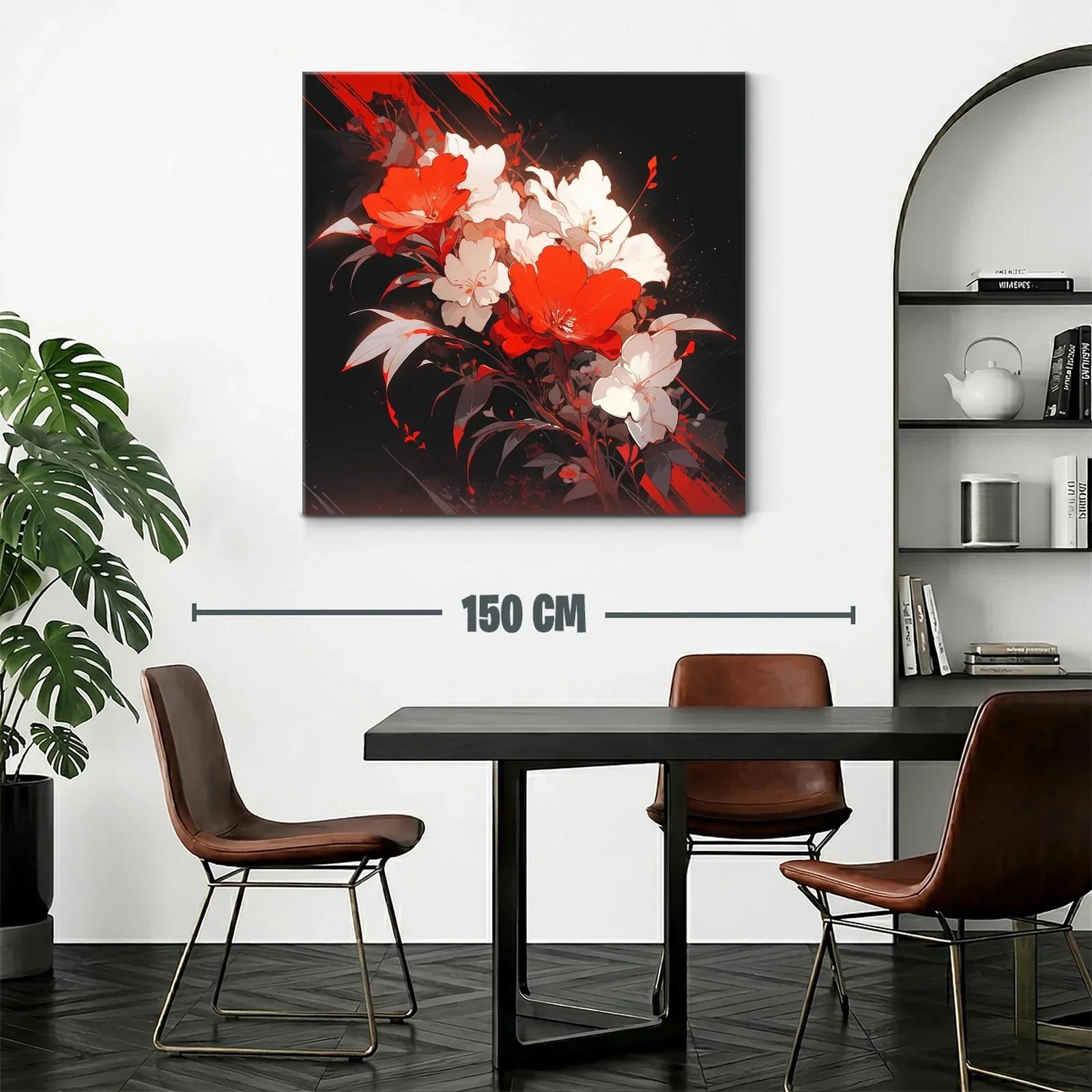 Composición floral vibrante en rojos y blancos sobre fondo oscuro — miniatura 2