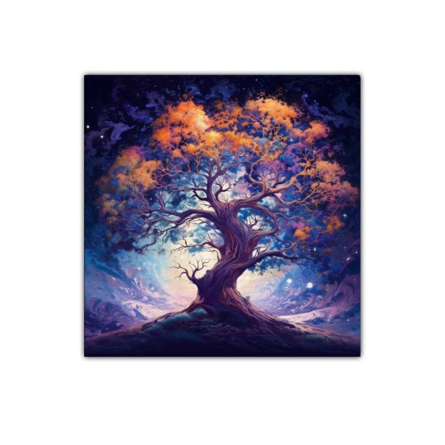 Árbol de ensueño con tonalidades vibrantes y mágicas