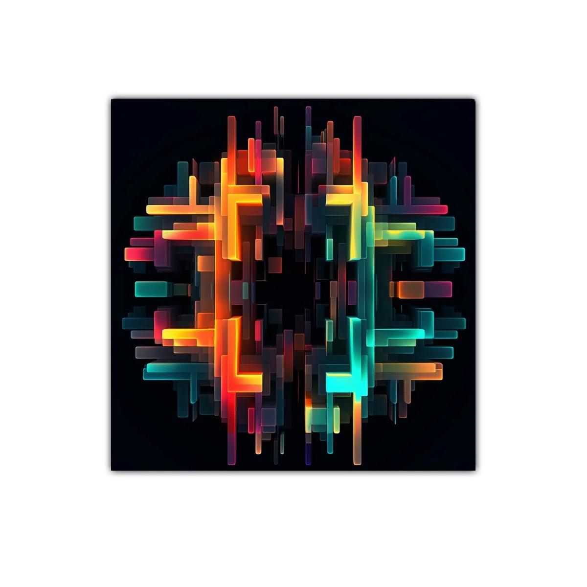 Cuadro abstracto con formas geométricas luminosas y colores vibrantes — imagen principal