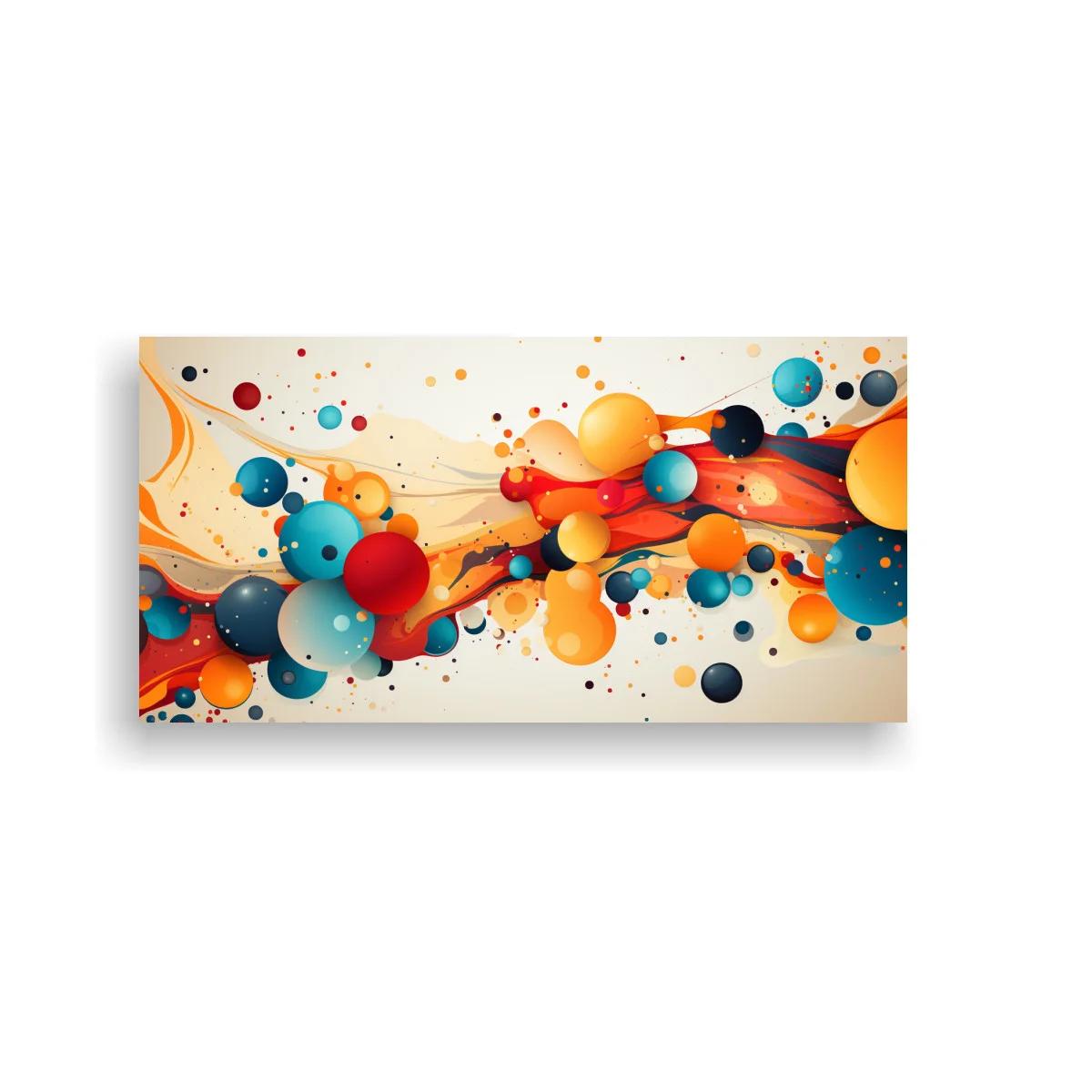 Cuadro esferas de colores con bandas curvas