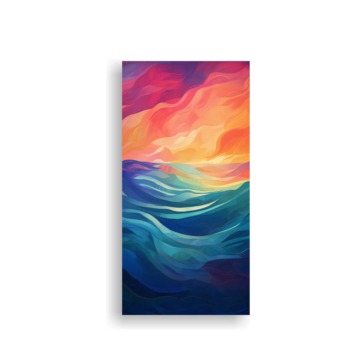 Cuadro olas abstractas con degradados coral y azul — imagen principal