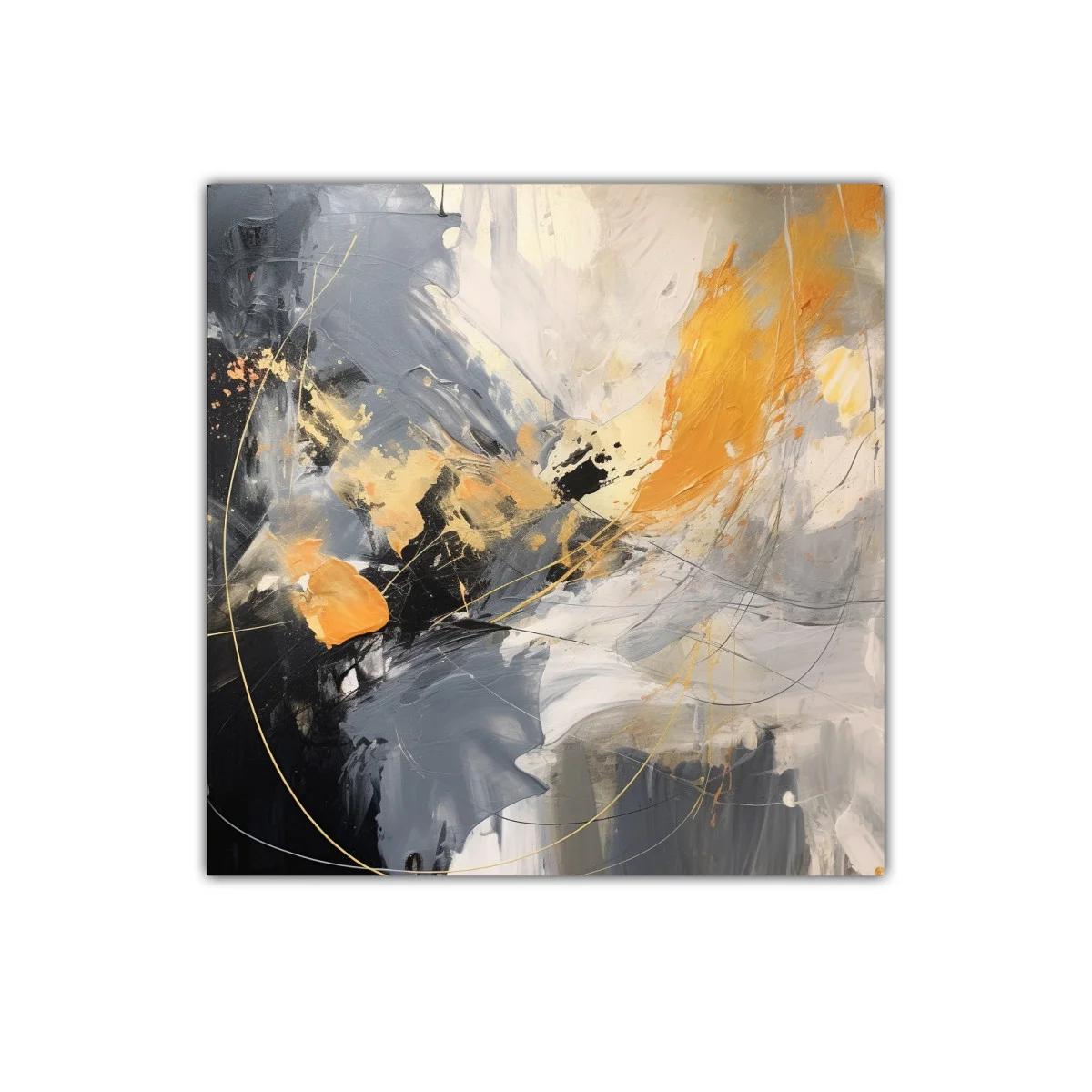 Cuadro abstracto en tonos grises y ocres intensos — imagen principal