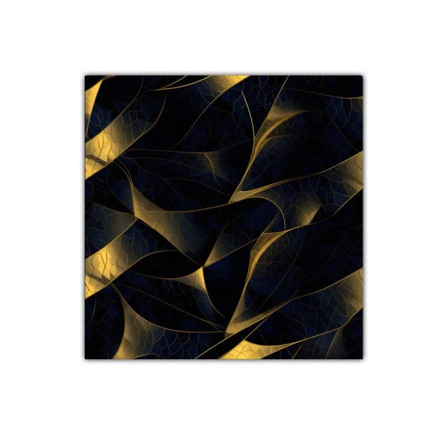 Composición abstracta con hojas en tonos oscuros y dorados