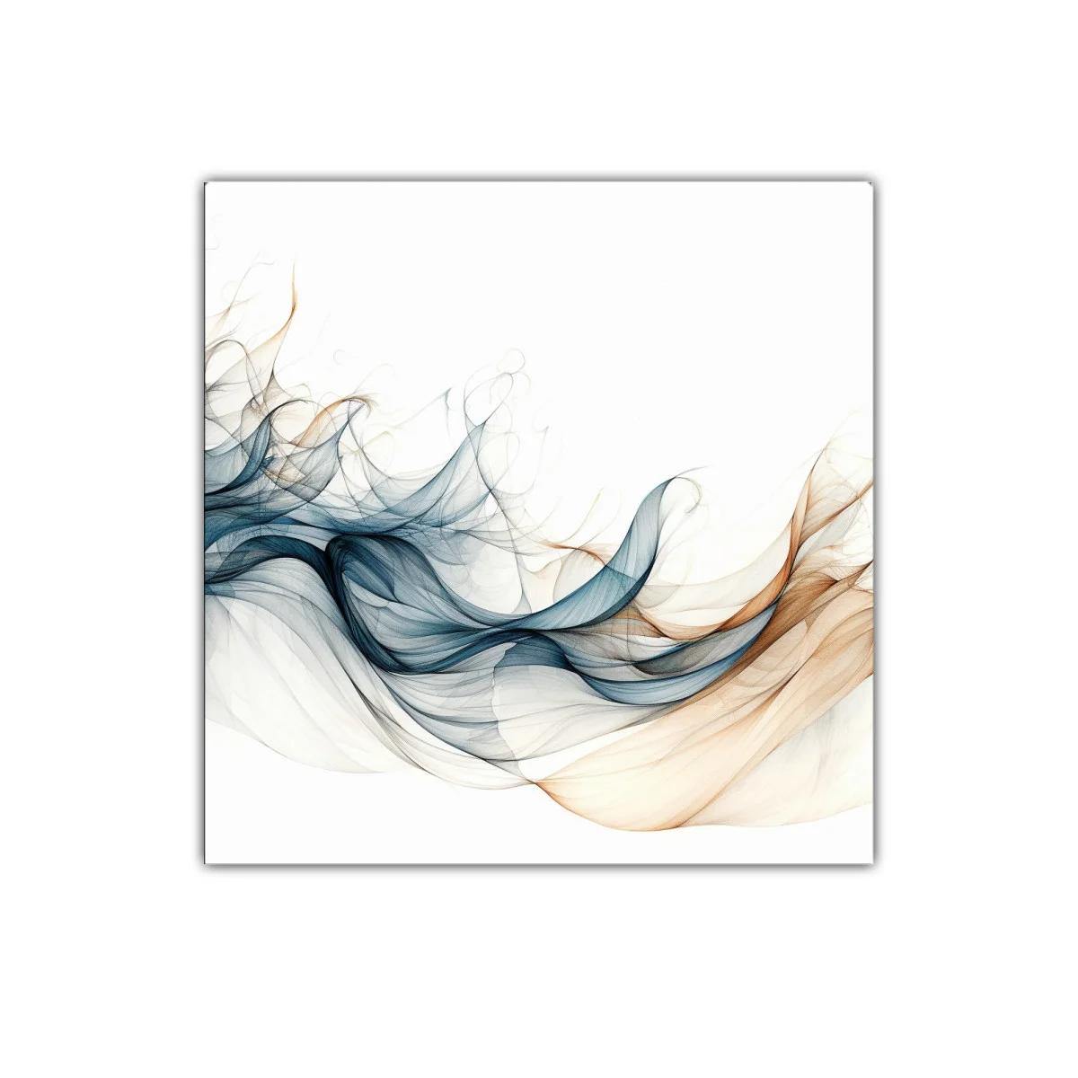 Arte abstracto con suaves ondas en tonos azules y beige