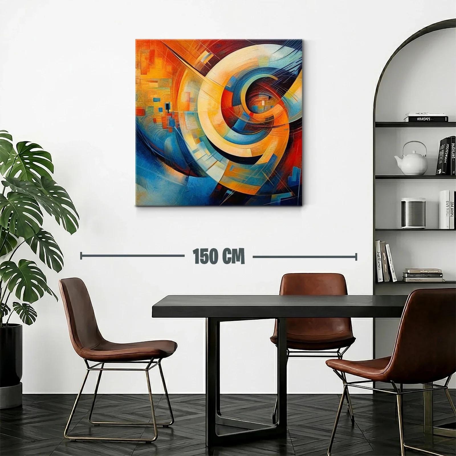Cuadro abstracto con dinámicas formas y tonos vibrantes — miniatura 2