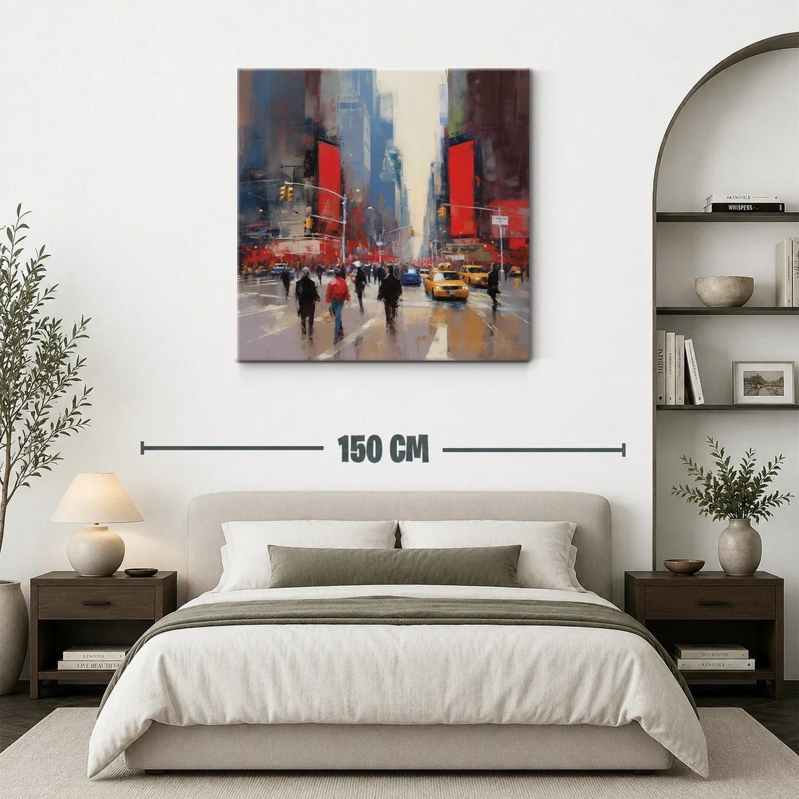 Calle urbana con taxis amarillos y luces vibrantes — miniatura 3