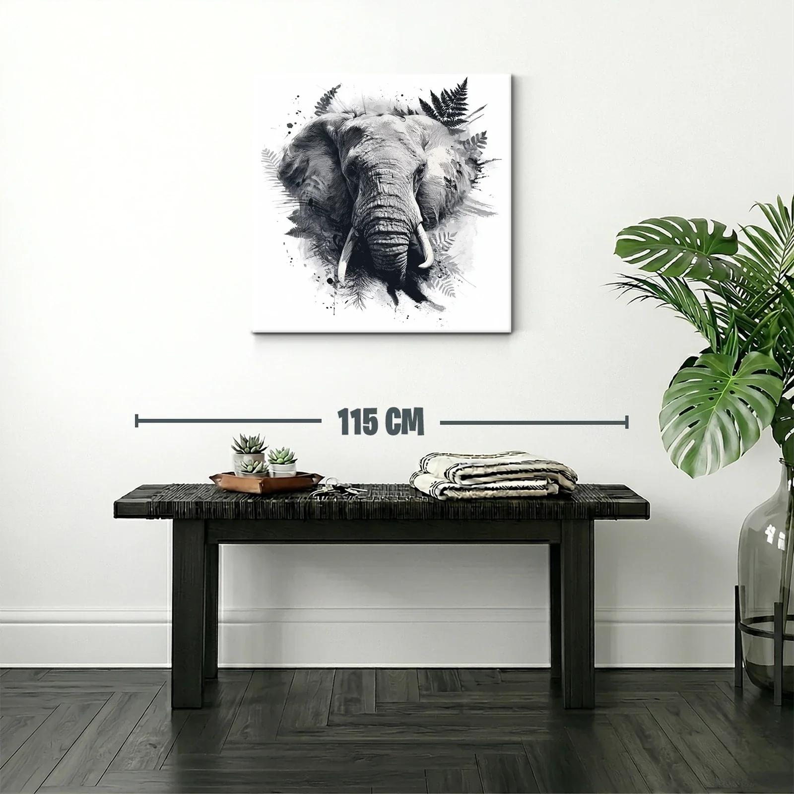 Retrato artístico de elefante en tonos grises y negros — miniatura 2