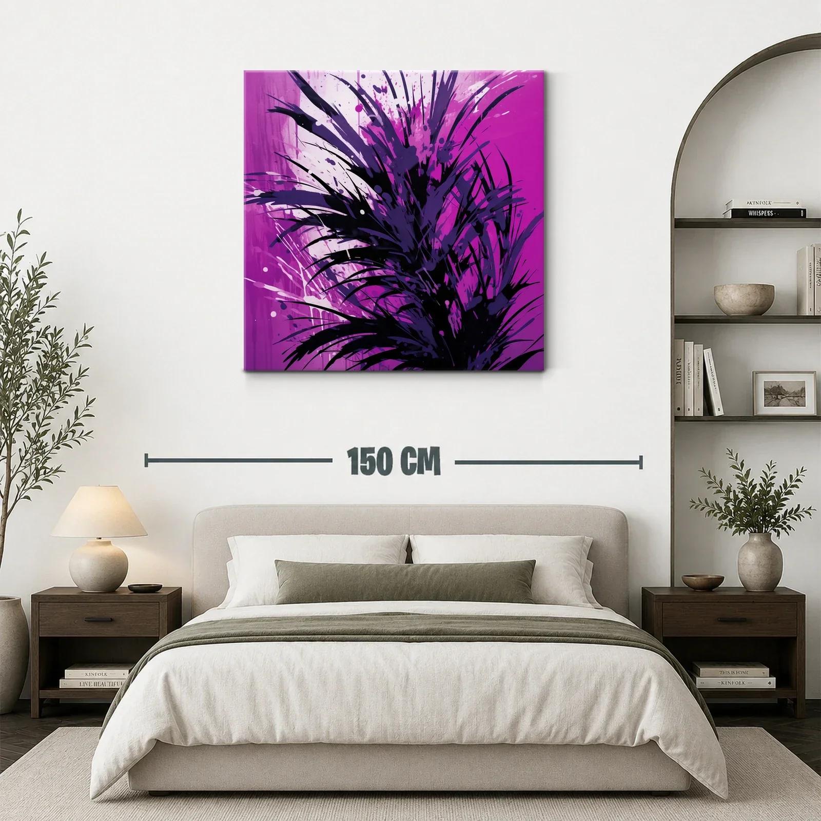 Cuadro abstracto con explosión de tonos morados y negros — miniatura 3