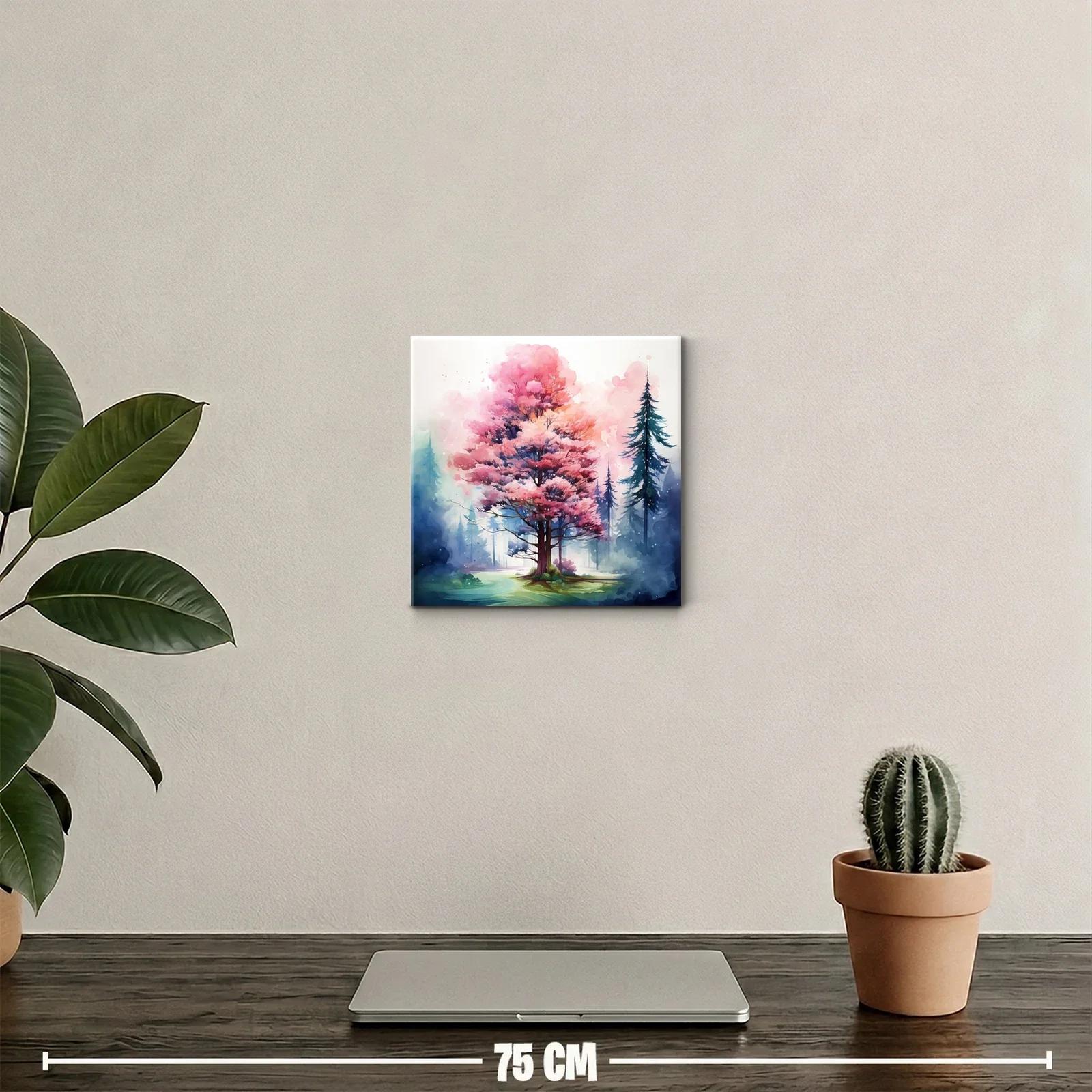 Árbol rosa en bosque mágico con tonos suaves y vibrantes — miniatura 2