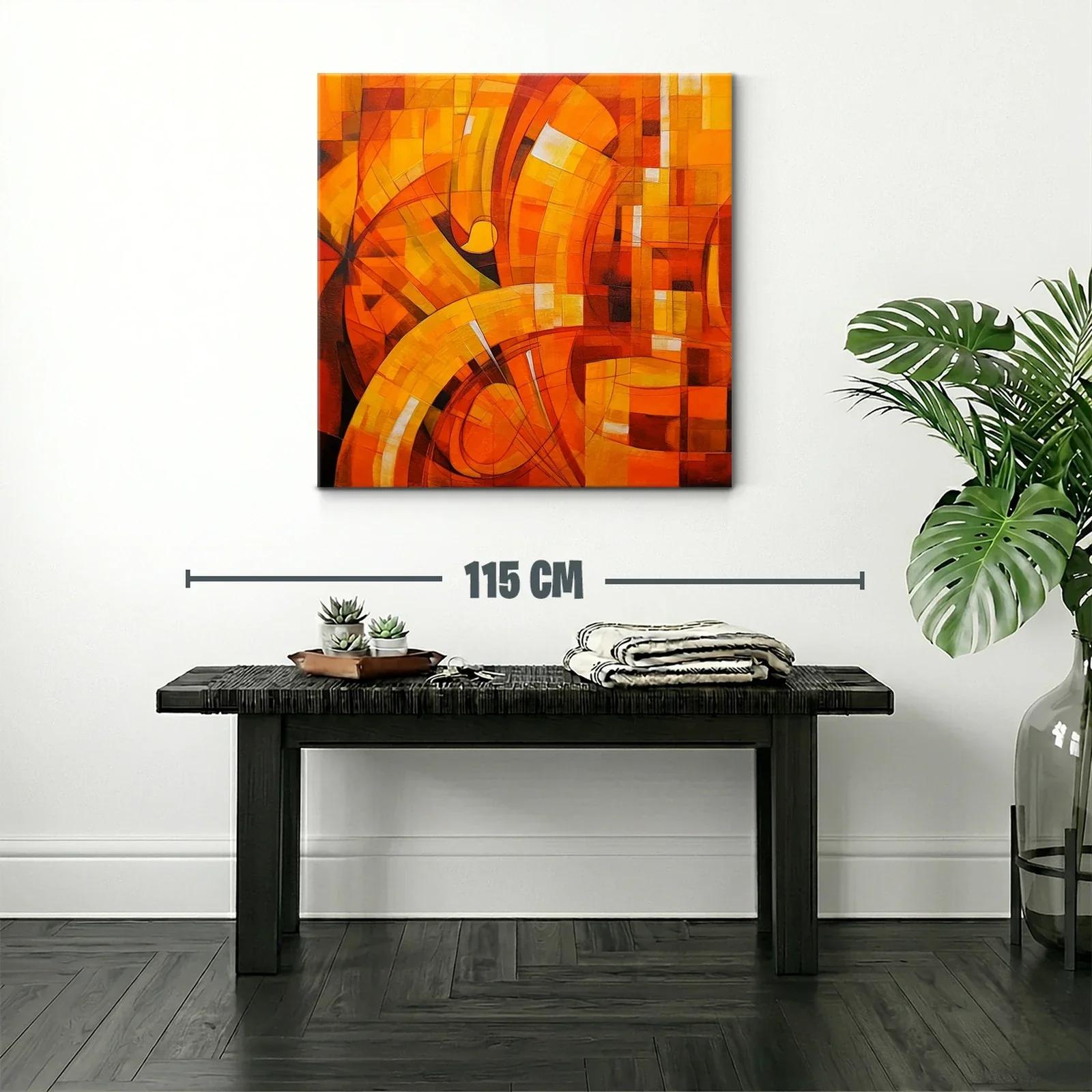 Cuadro abstracto en tonos cálidos naranja y amarillo — miniatura 2