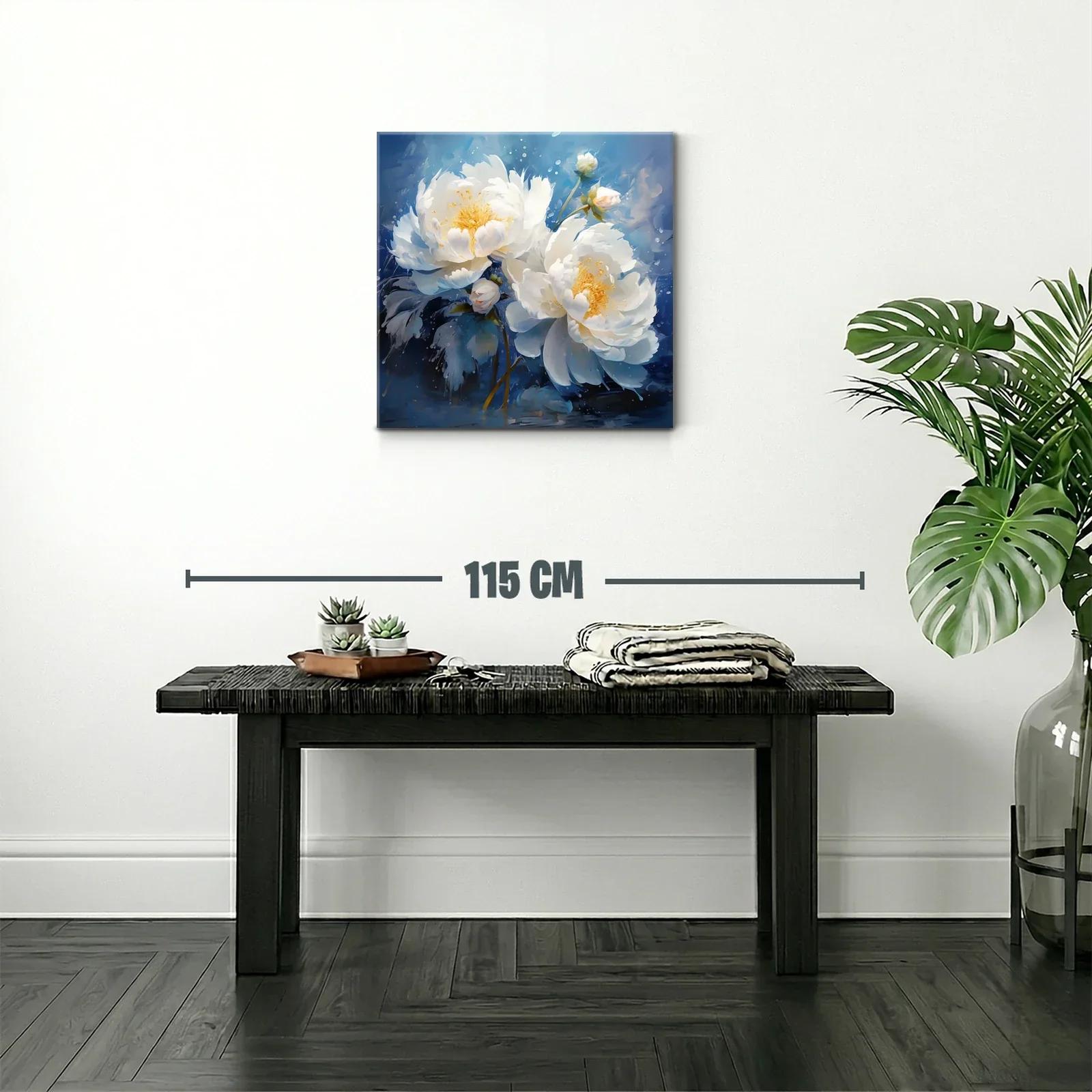 Flores blancas delicadas sobre fondo azul vibrante — miniatura 2
