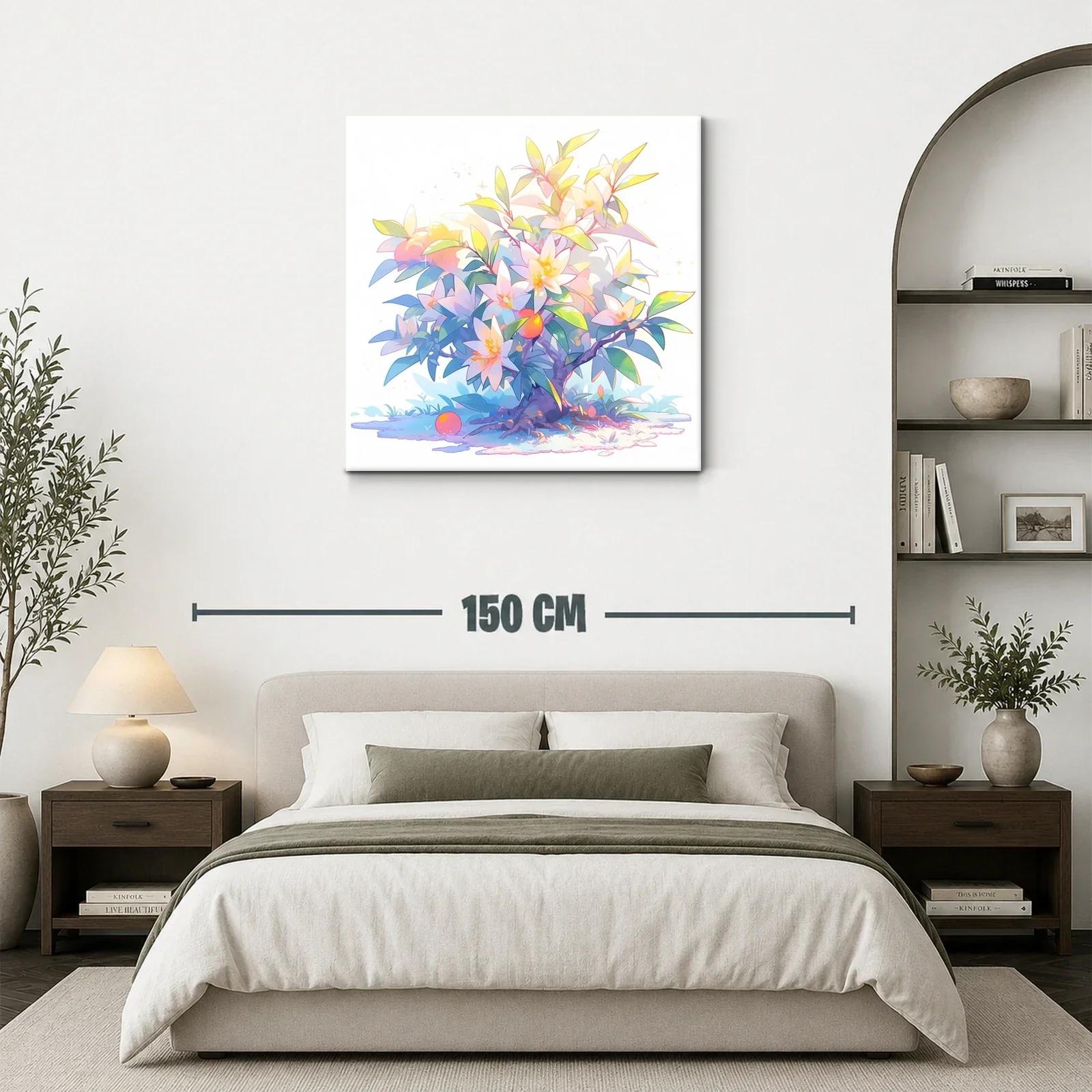 Cuadro de árbol floreciente con tonos pastel y naranjas — miniatura 3