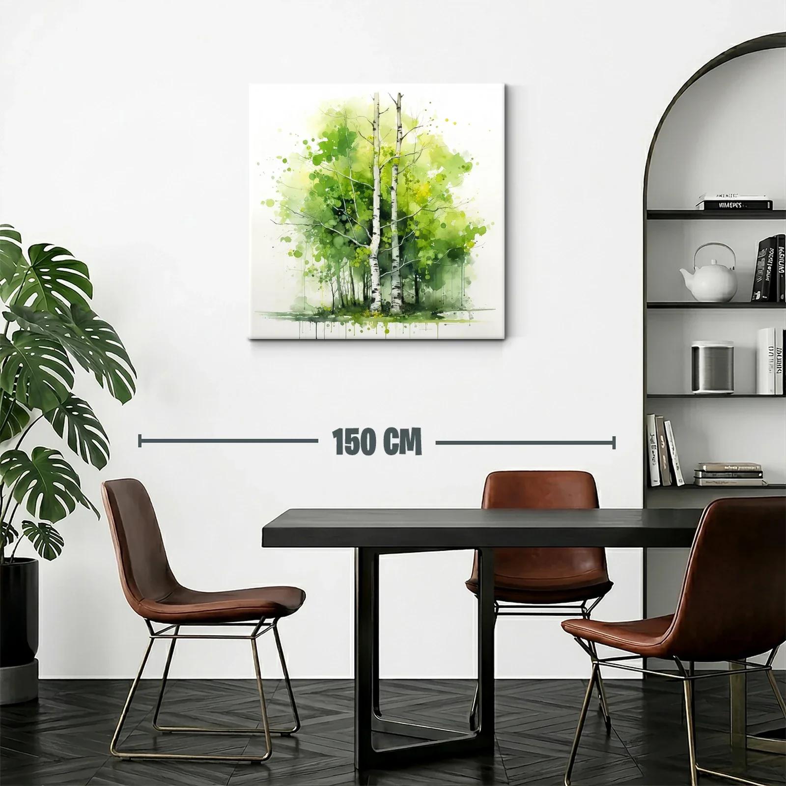 Bosque de abedules en tonos verdes y amarillos — miniatura 2