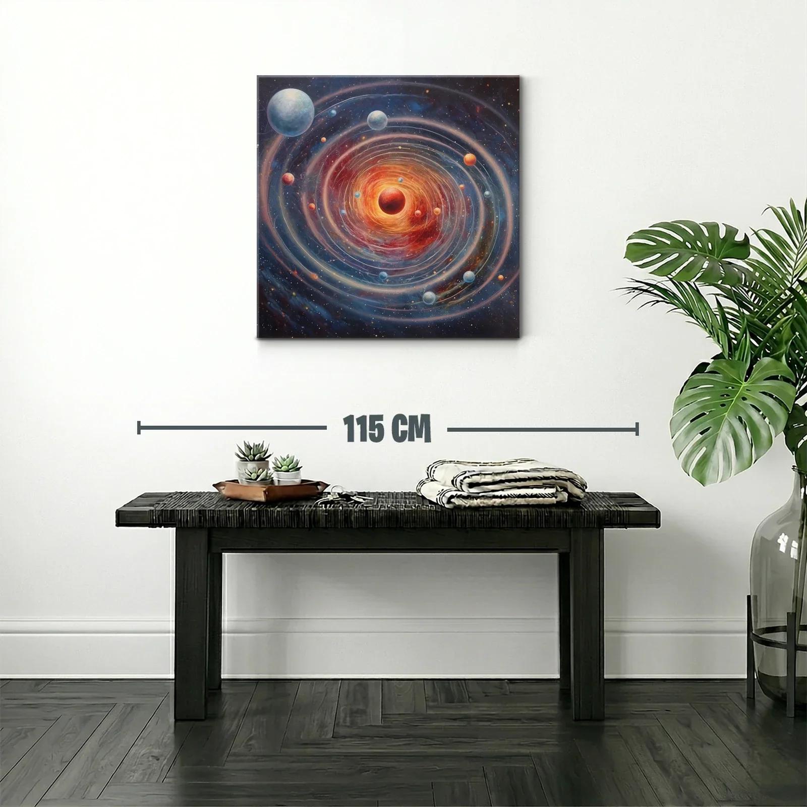 Universo en espiral con planetas en tonos cálidos y fríos — miniatura 2