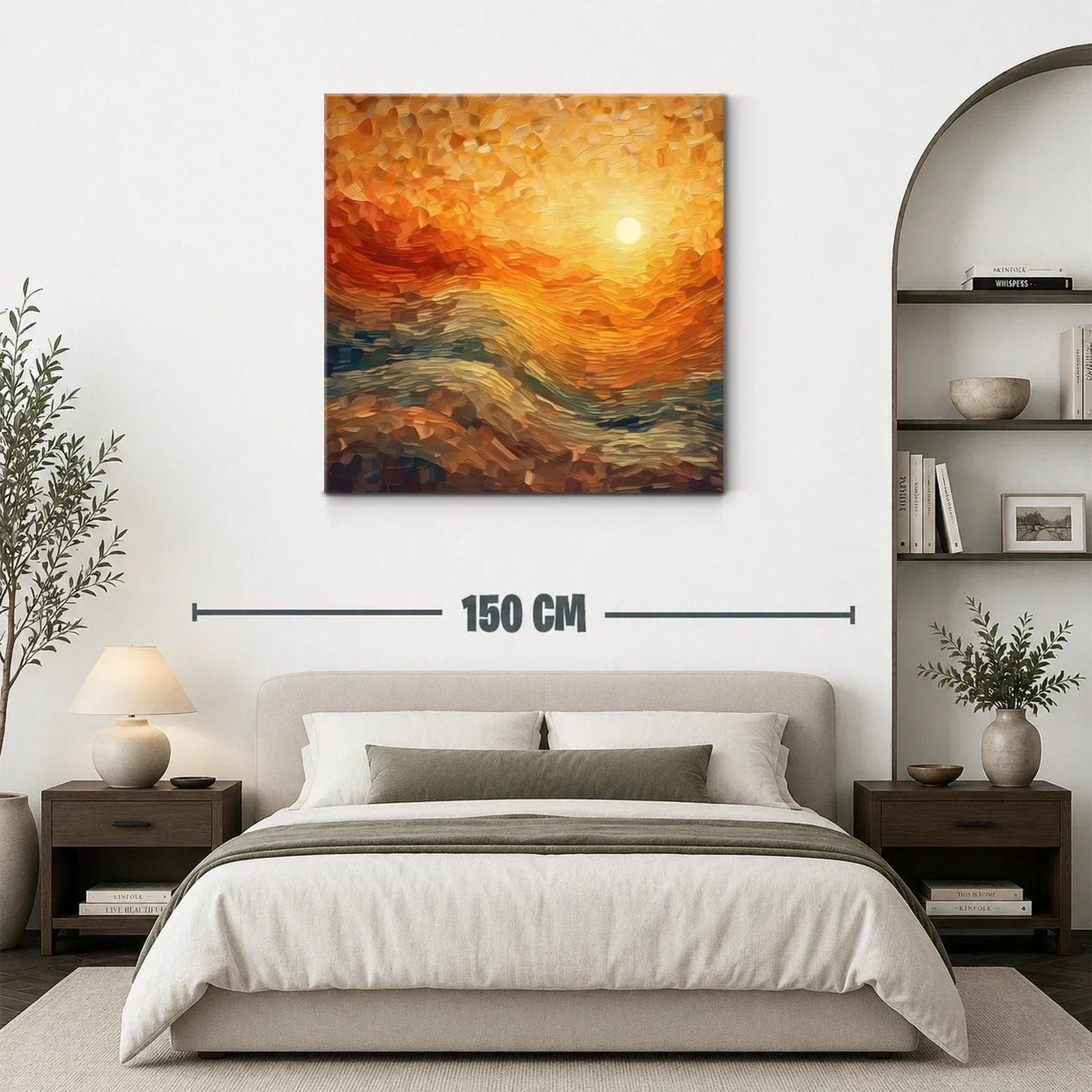 Cuadro abstracto con tonos cálidos y formas onduladas — miniatura 3