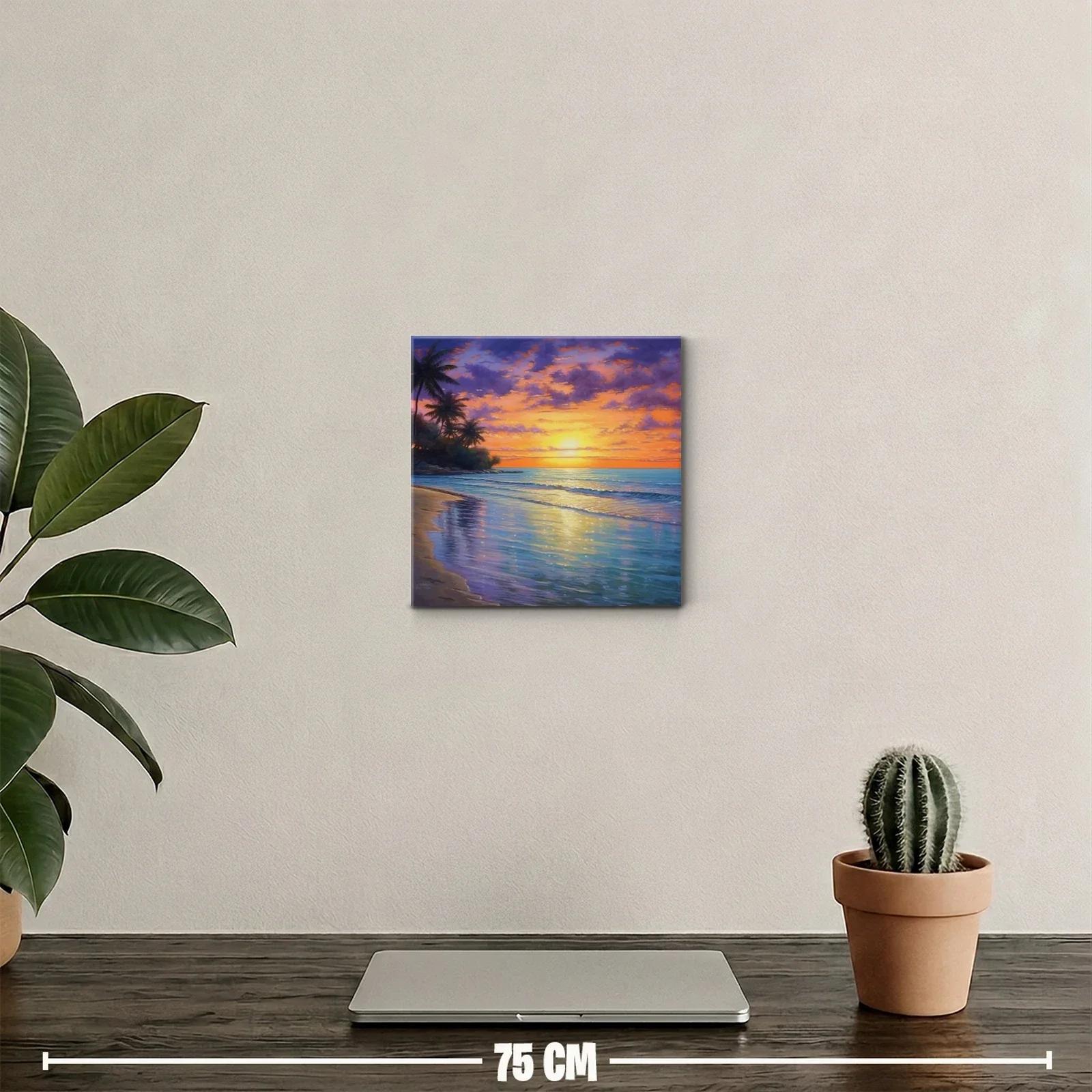 Atardecer tropical con palmeras y reflejos marinos — miniatura 2