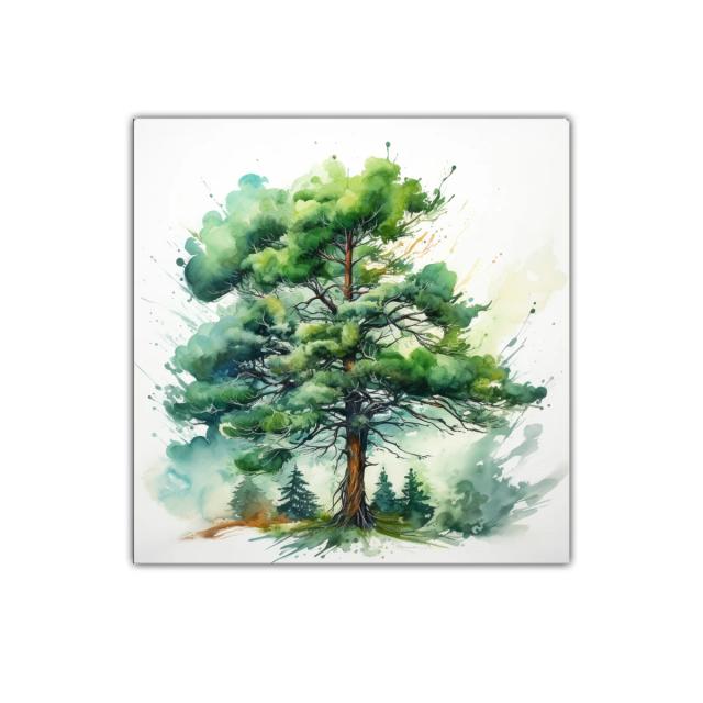 Elegante cuadro con árbol frondoso en tonos verdes vivos