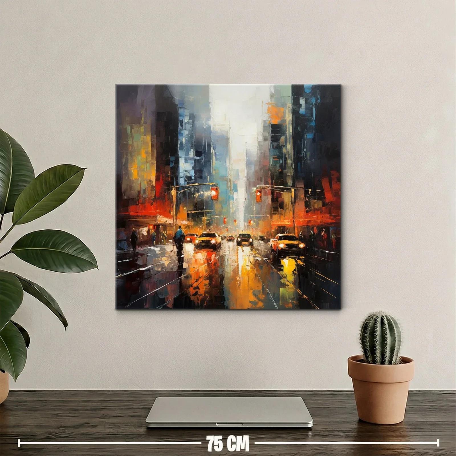 Atardecer urbano con luces reflejadas en la calle mojada — miniatura 2