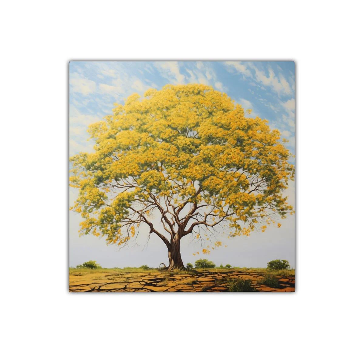Árbol Dorado en Paisaje Cálido y Sereno — imagen principal