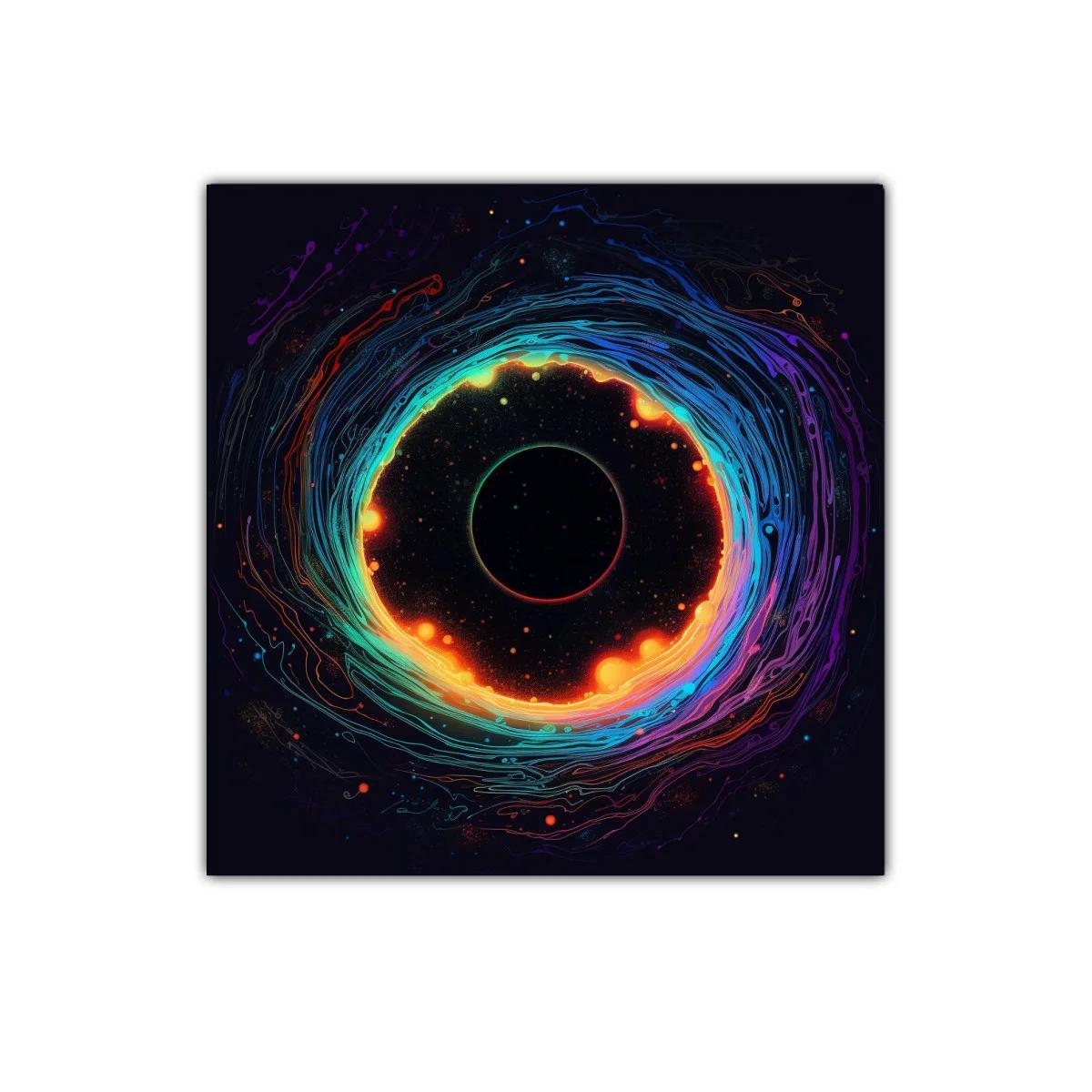 Cuadro moderno con diseño circular vibrante y colores neón