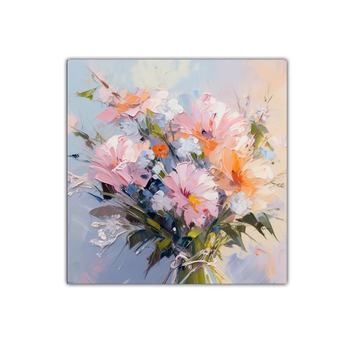 Ramo de flores vibrantes con tonos pastel y cálidos