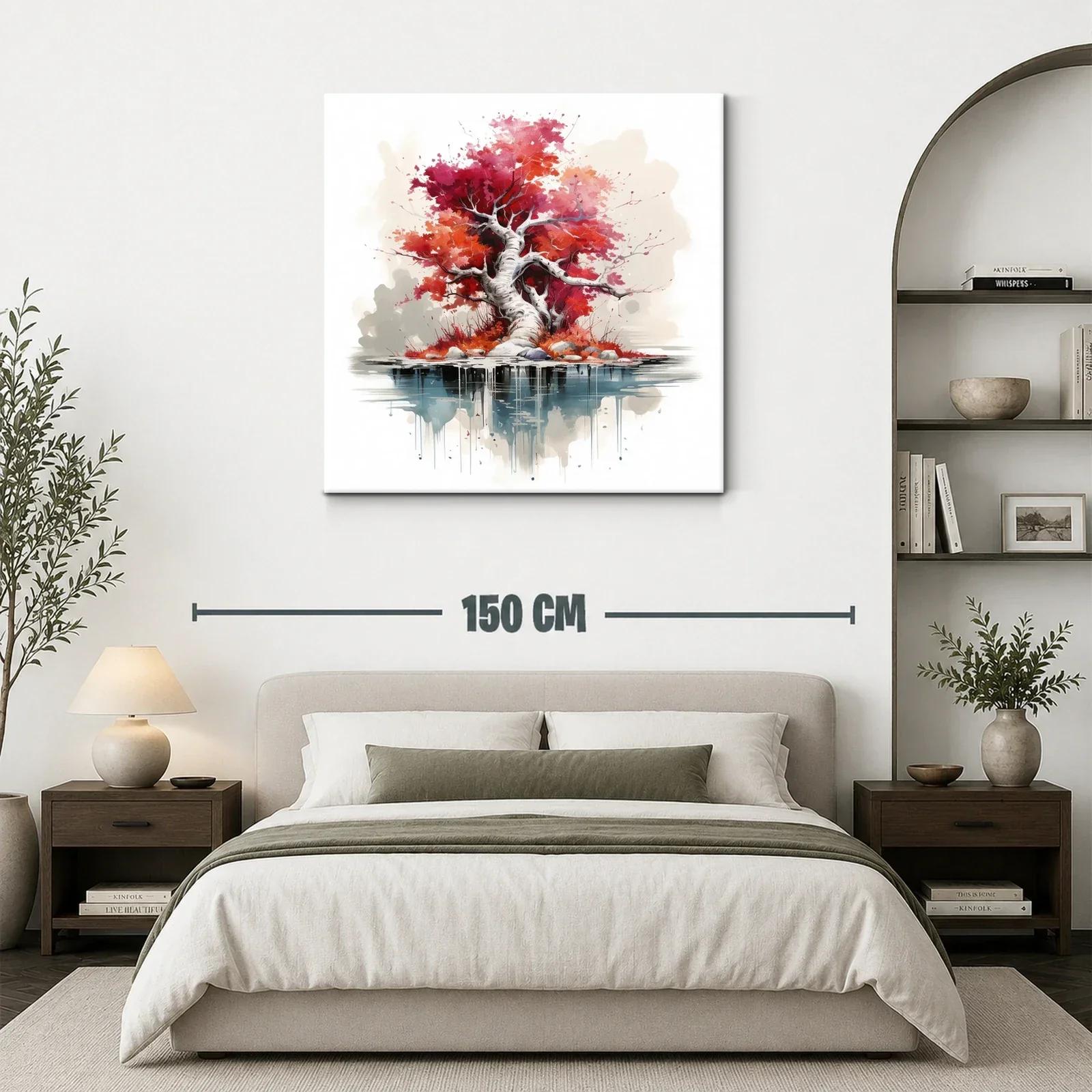 Árbol de otoño con reflejo en agua llamativo y sereno — miniatura 3