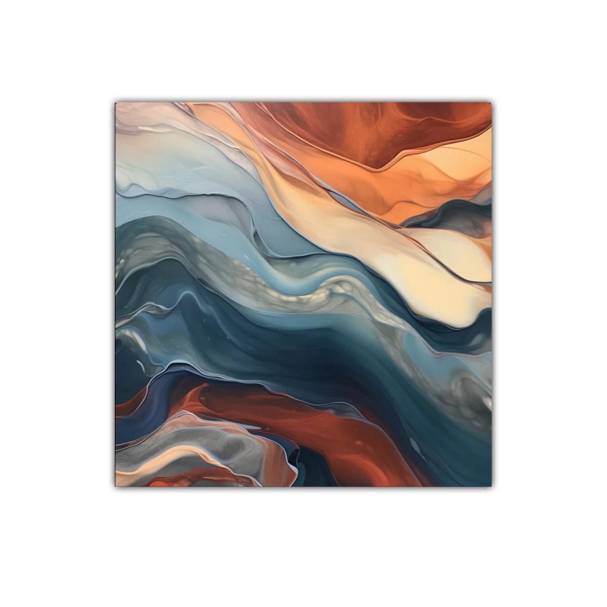 Cuadro abstracto en tonos tierra y azules ondulados — imagen principal