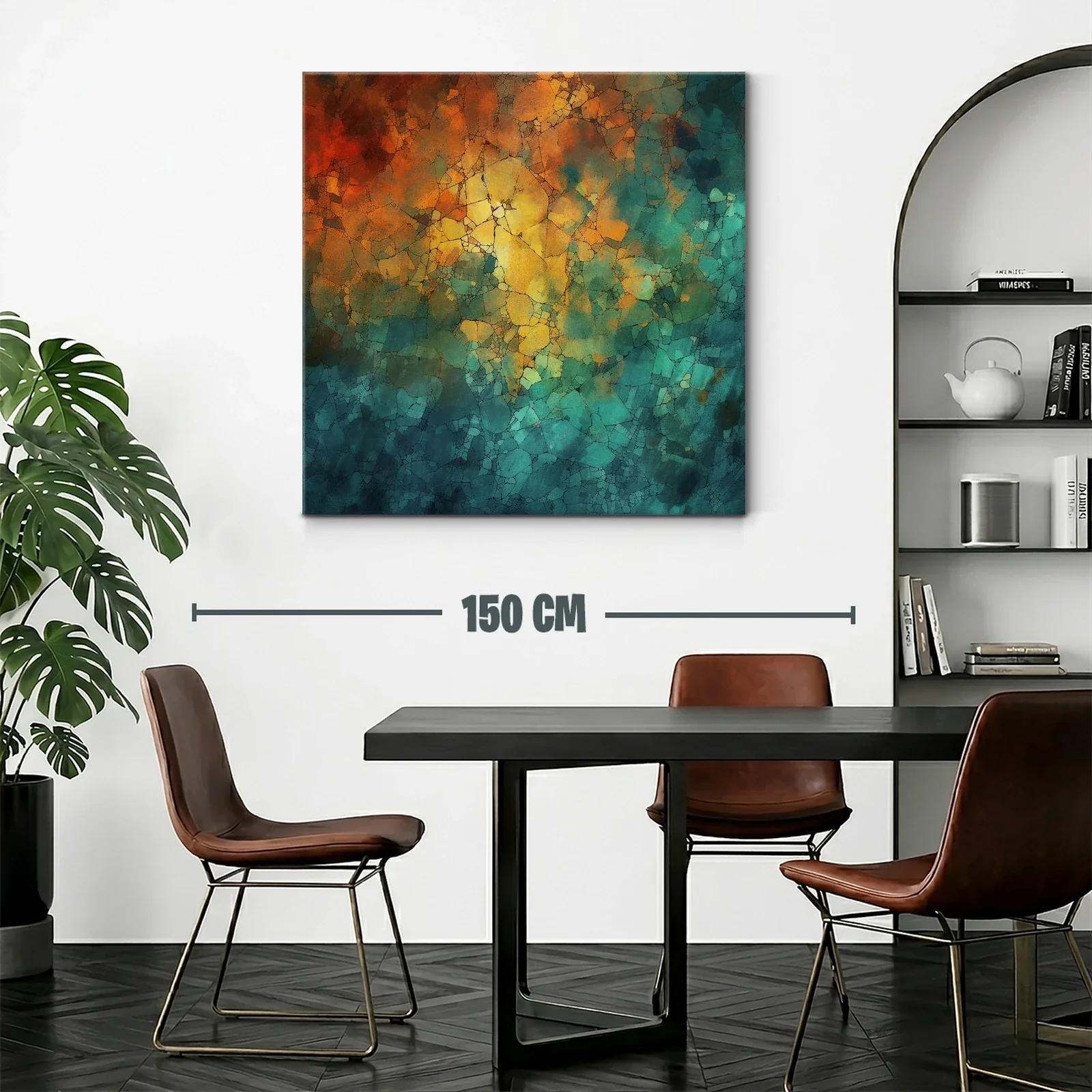 Cuadro abstracto con tonos cálidos y fríos entrelazados — miniatura 2