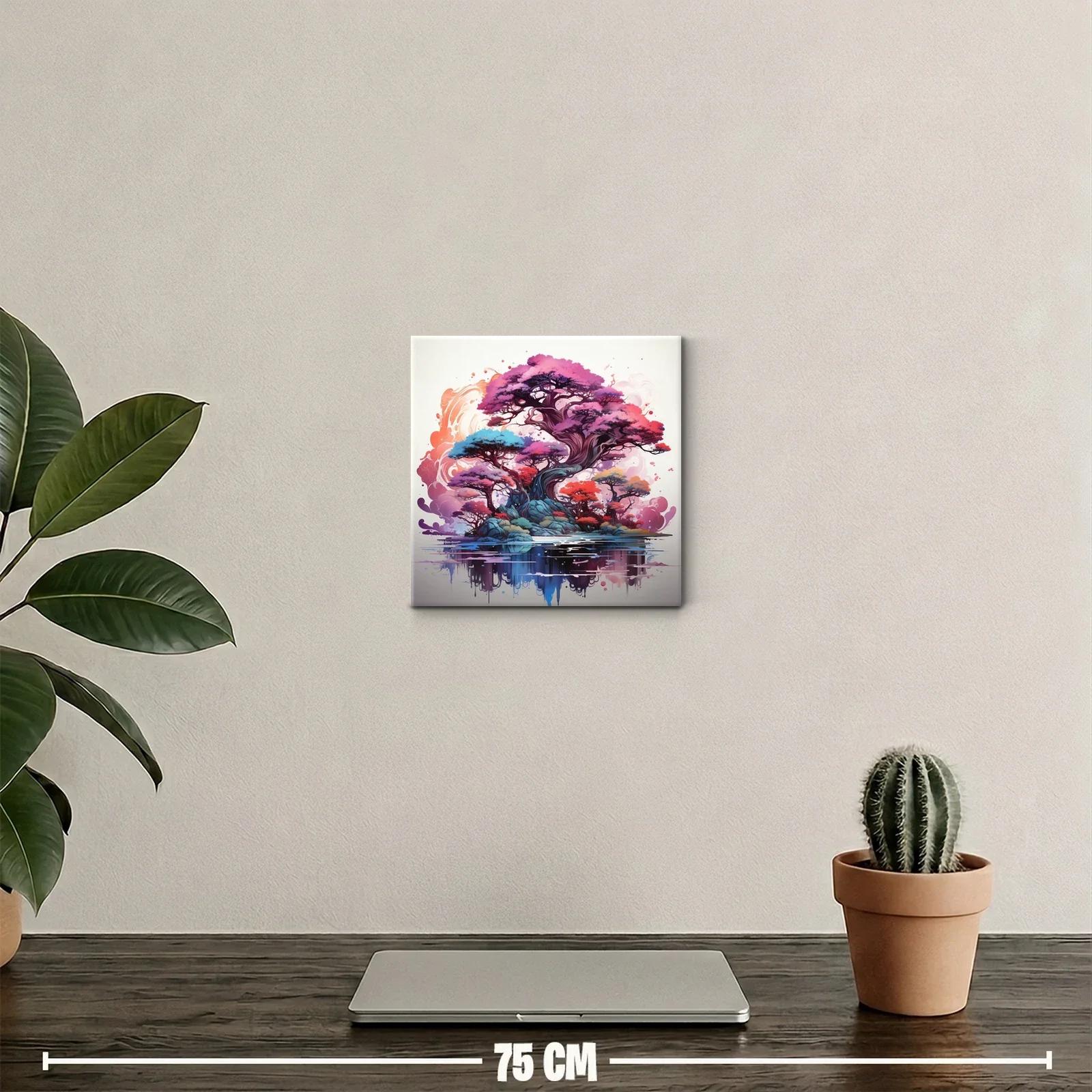 Árboles fantasía con colores vibrantes y reflejo en agua — miniatura 2