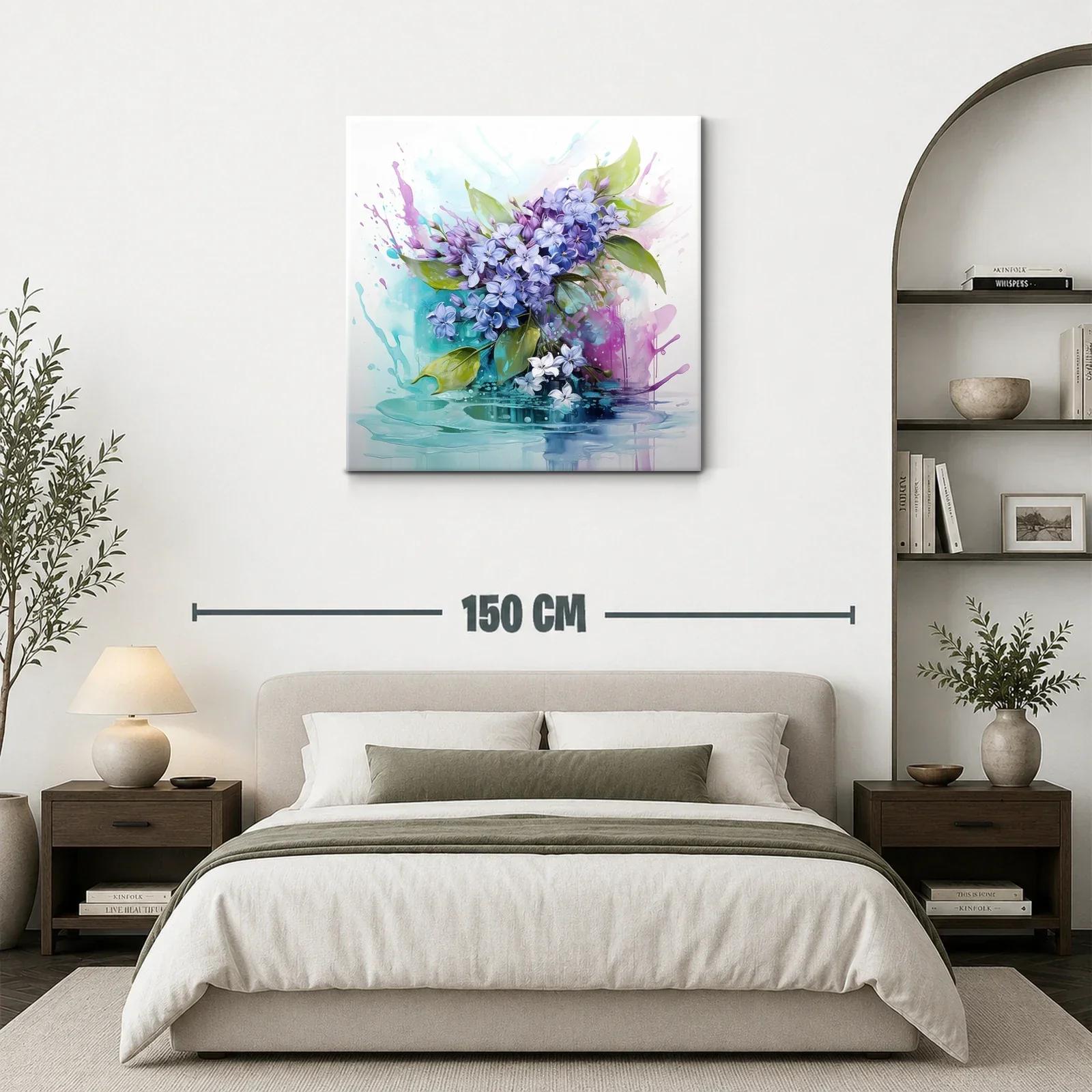 Cuadro floral con lilas y tonos acuarelados suaves — miniatura 3
