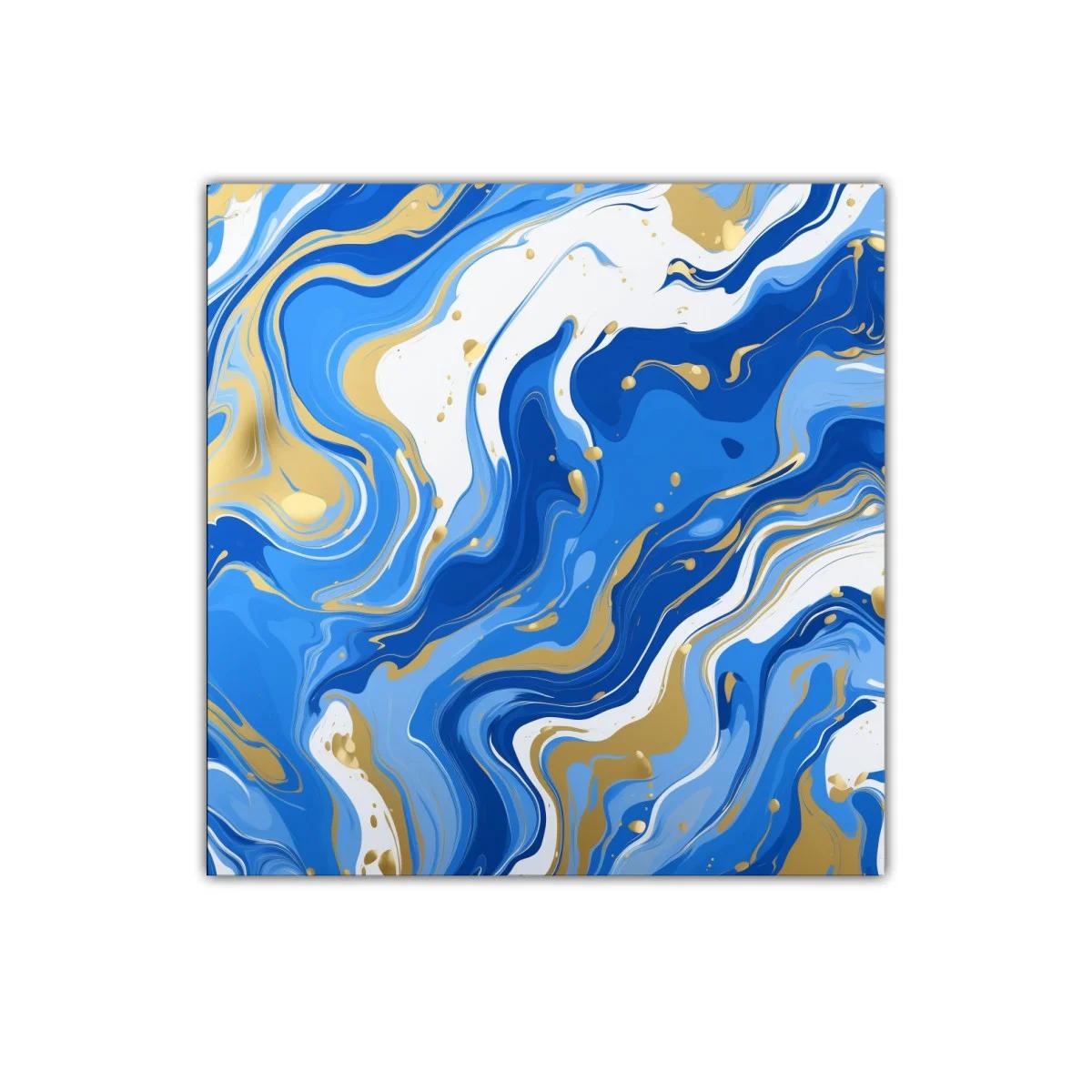 Cuadro decorativo abstracto en tonos azules con dorados