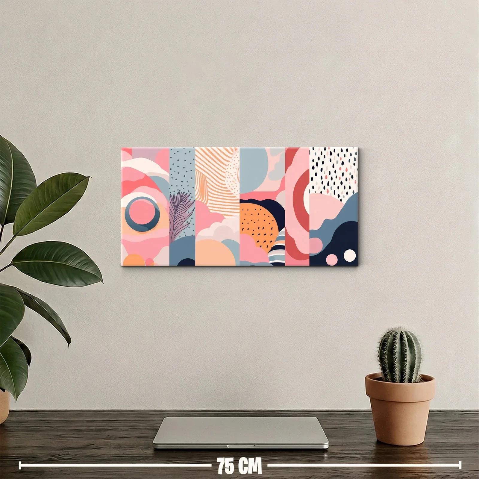 Cuadro abstracción geométrica con hojas dibujadas — miniatura 2