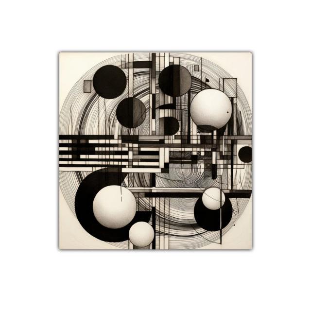 Composición geométrica en blanco y negro para espacios modernos