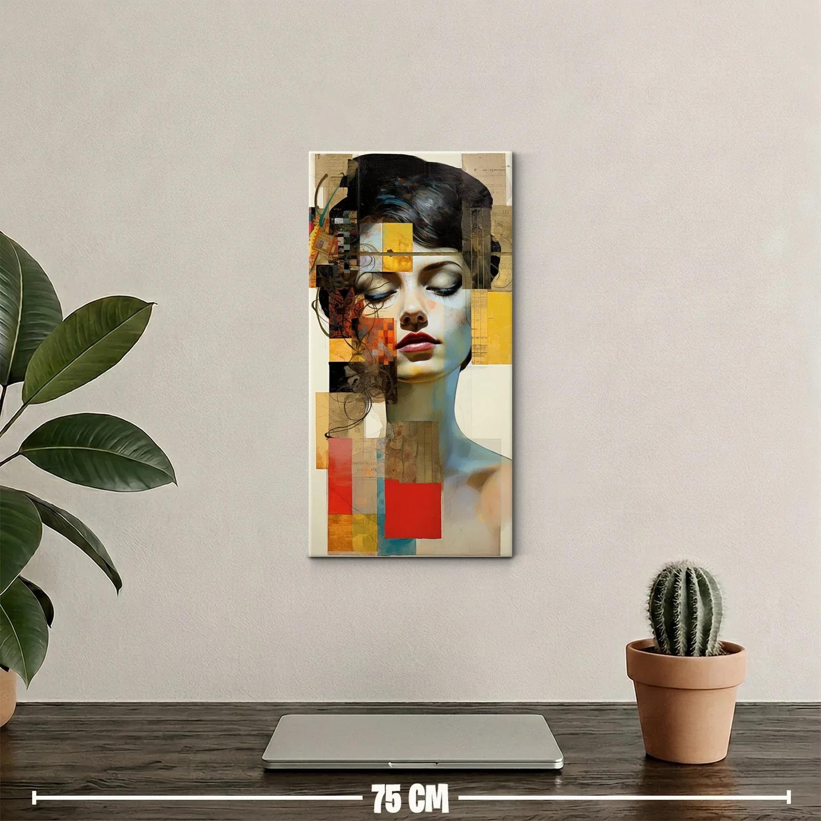 Cuadro rostro de mujer con collage geométrico — miniatura 2