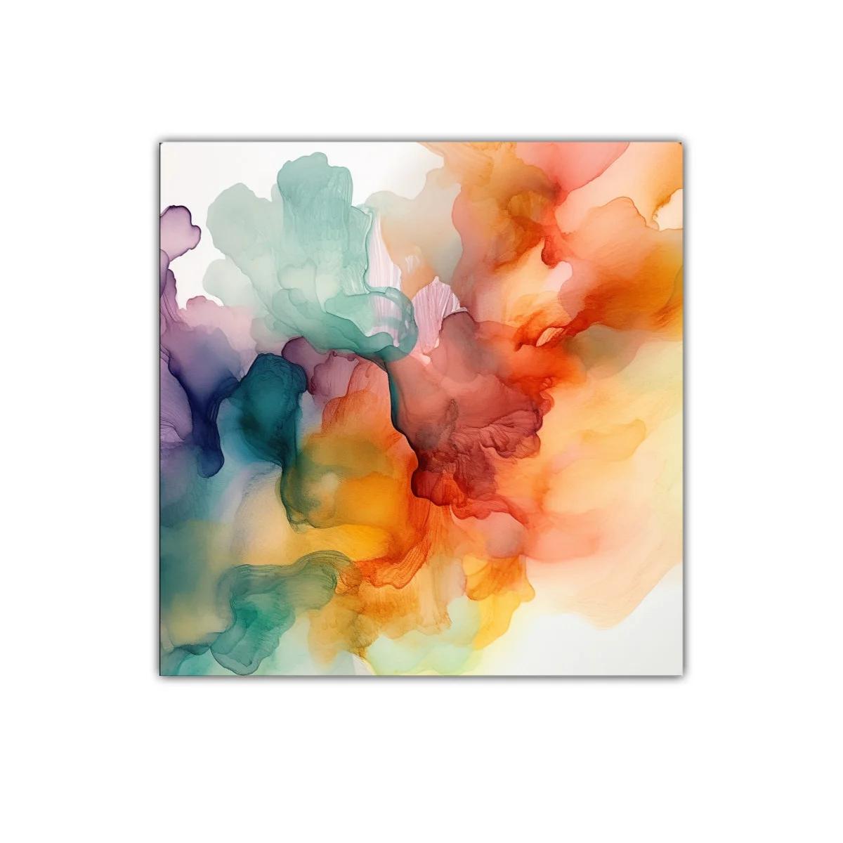 Cuadro abstracto con tonos cálidos y fríos en movimiento — imagen principal