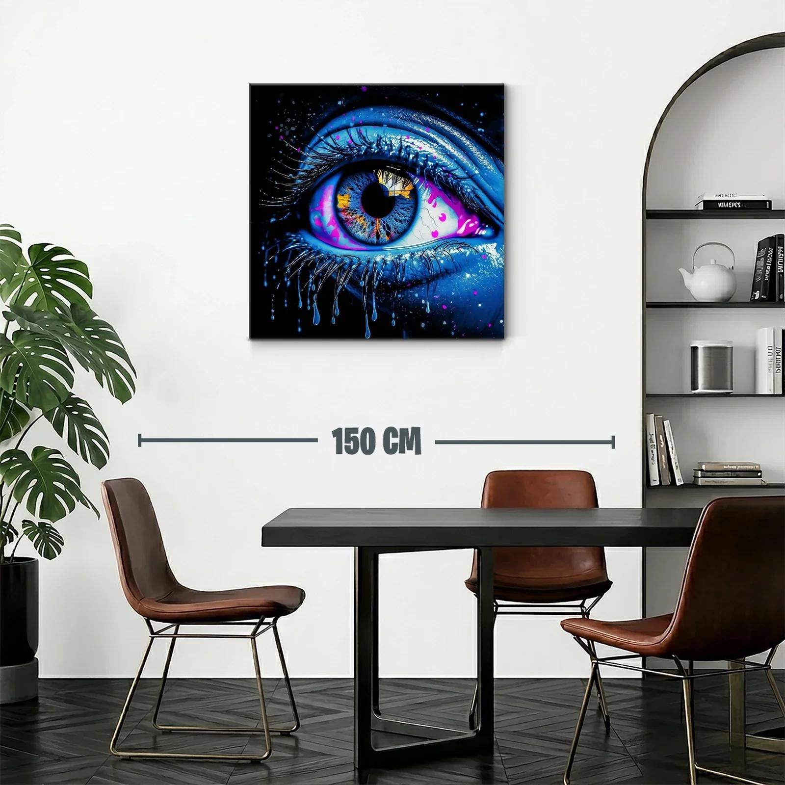 Impactante mirada con vibrantes tonos azules y detalles fluorescentes — miniatura 2