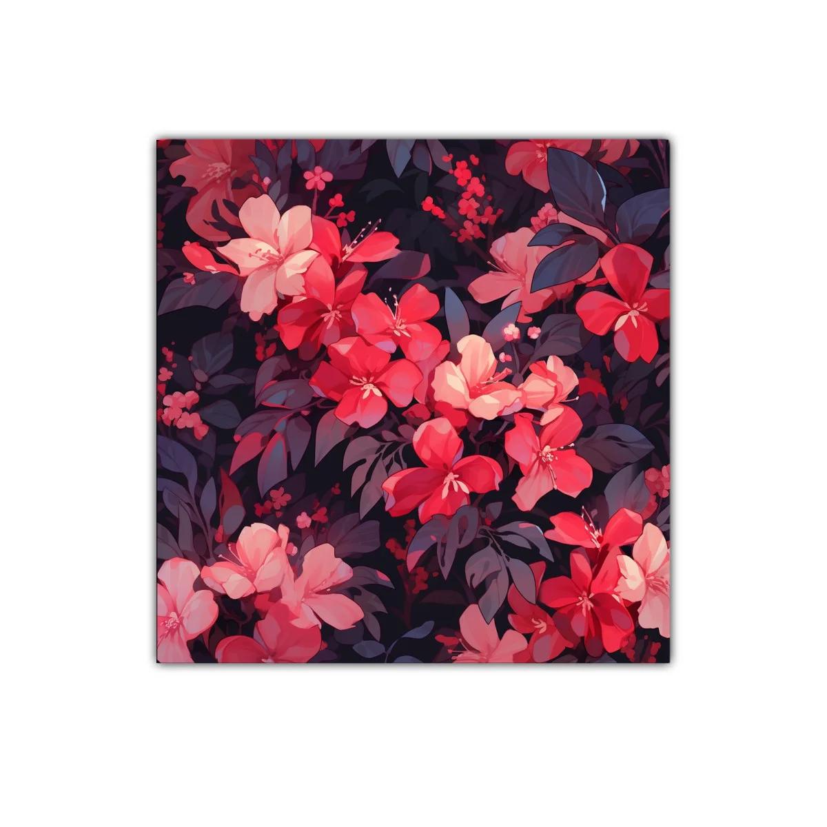 Cuadro decorativo con flores rojas y fondo oscuro — imagen principal