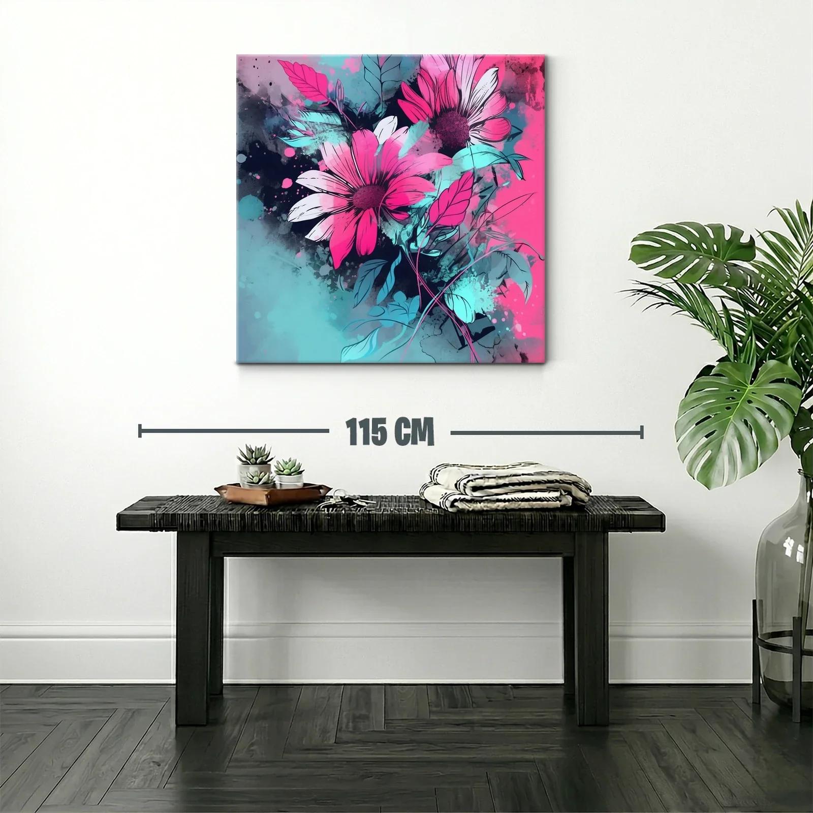 Flores vibrantes en tonos fucsia y azul turquesa — miniatura 2