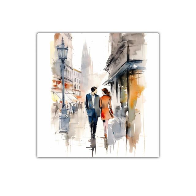 Romántico paseo en ciudad entre luz y color cálido